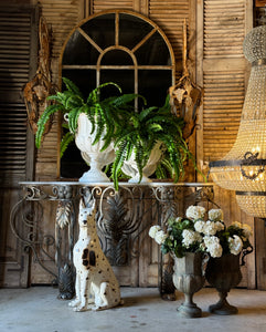 Large Metal Urn in Rustic White