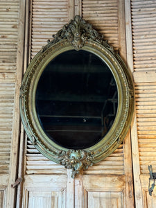 Large Oval Rococo Sable Green Mirror