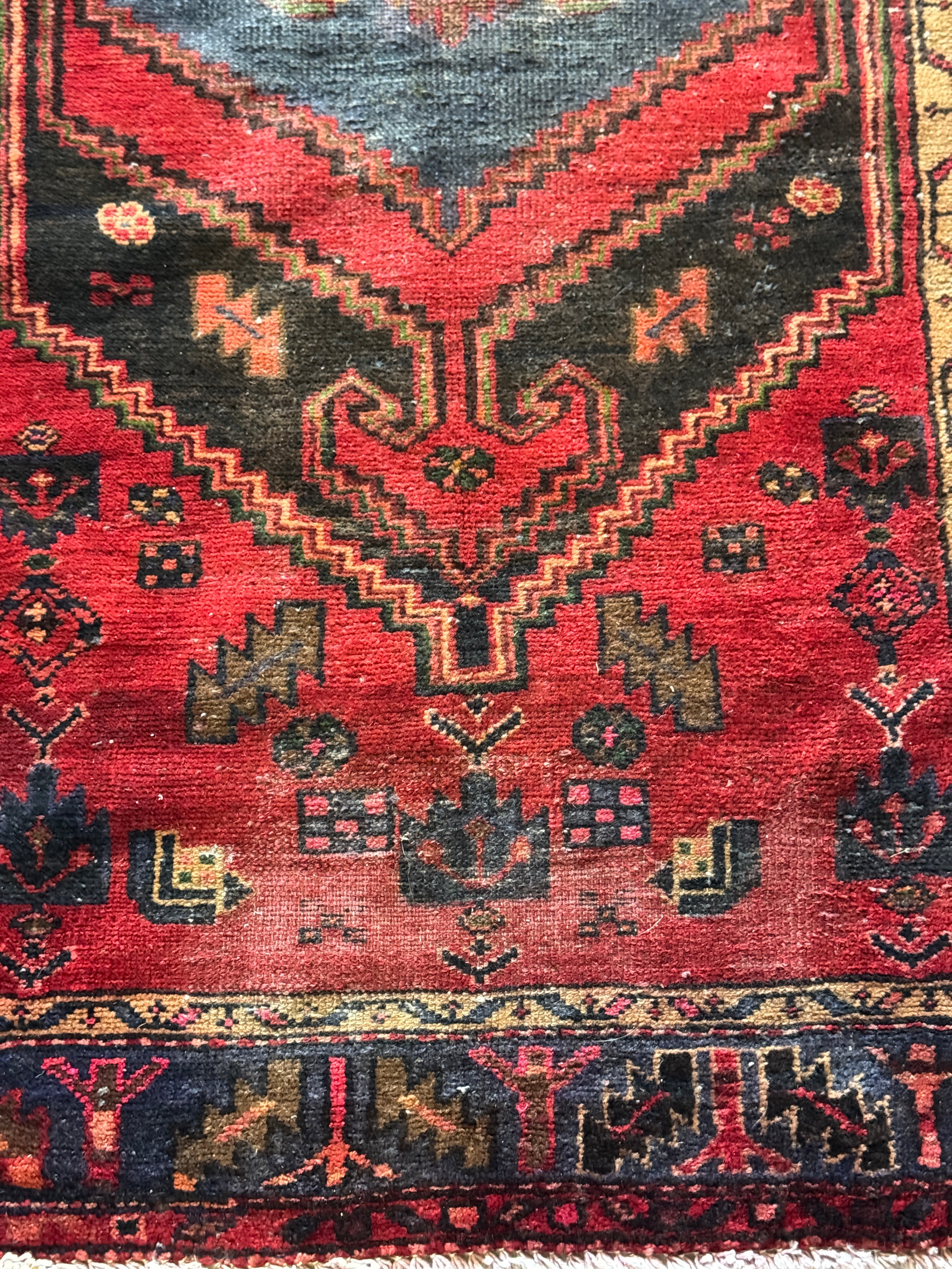 Vintage Hand Knotted Persian Hamadan Rug