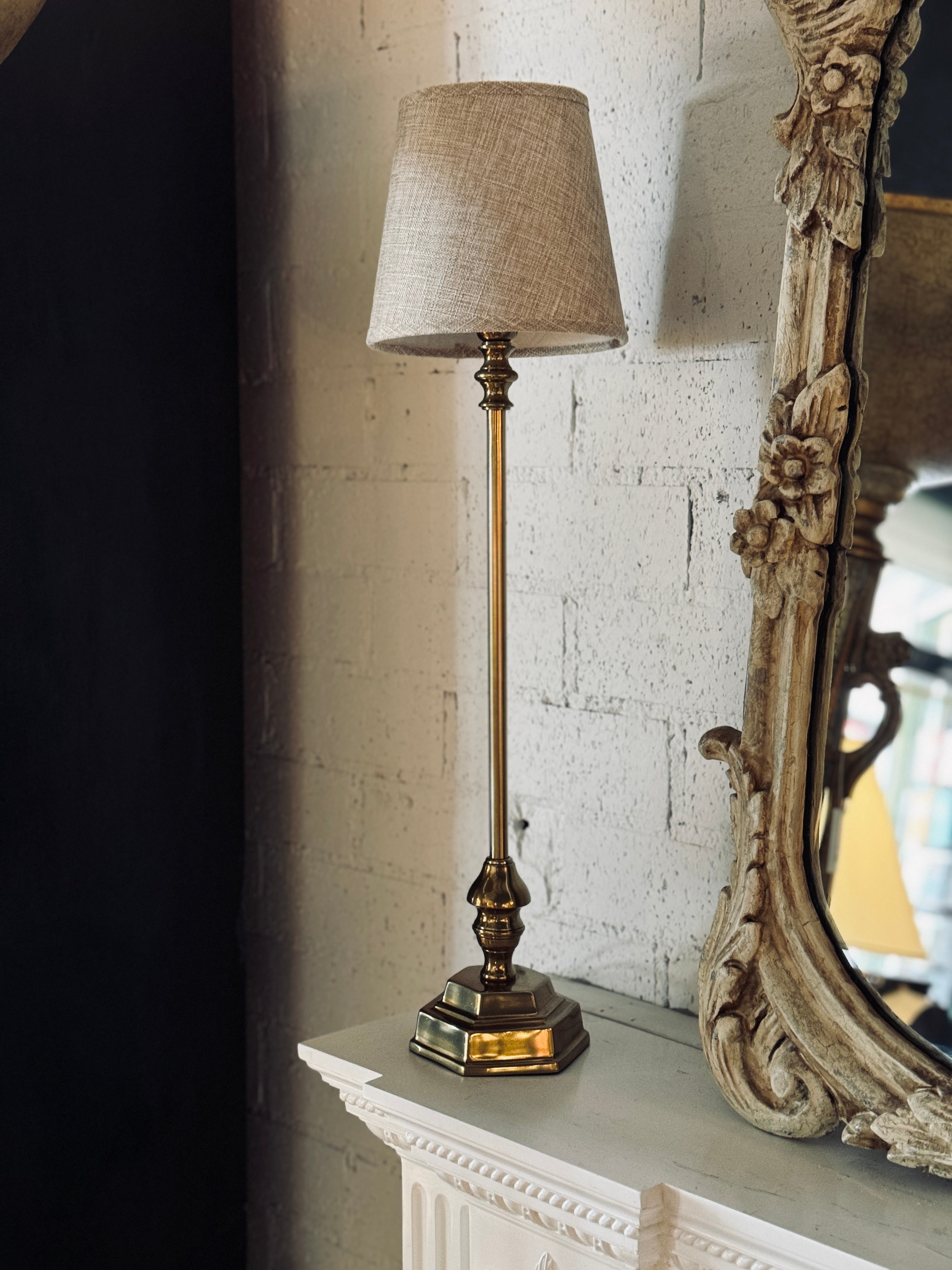 Brass Base & Linen Shade Lamp