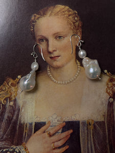 Large Vintage Baroque Pearl Earrings