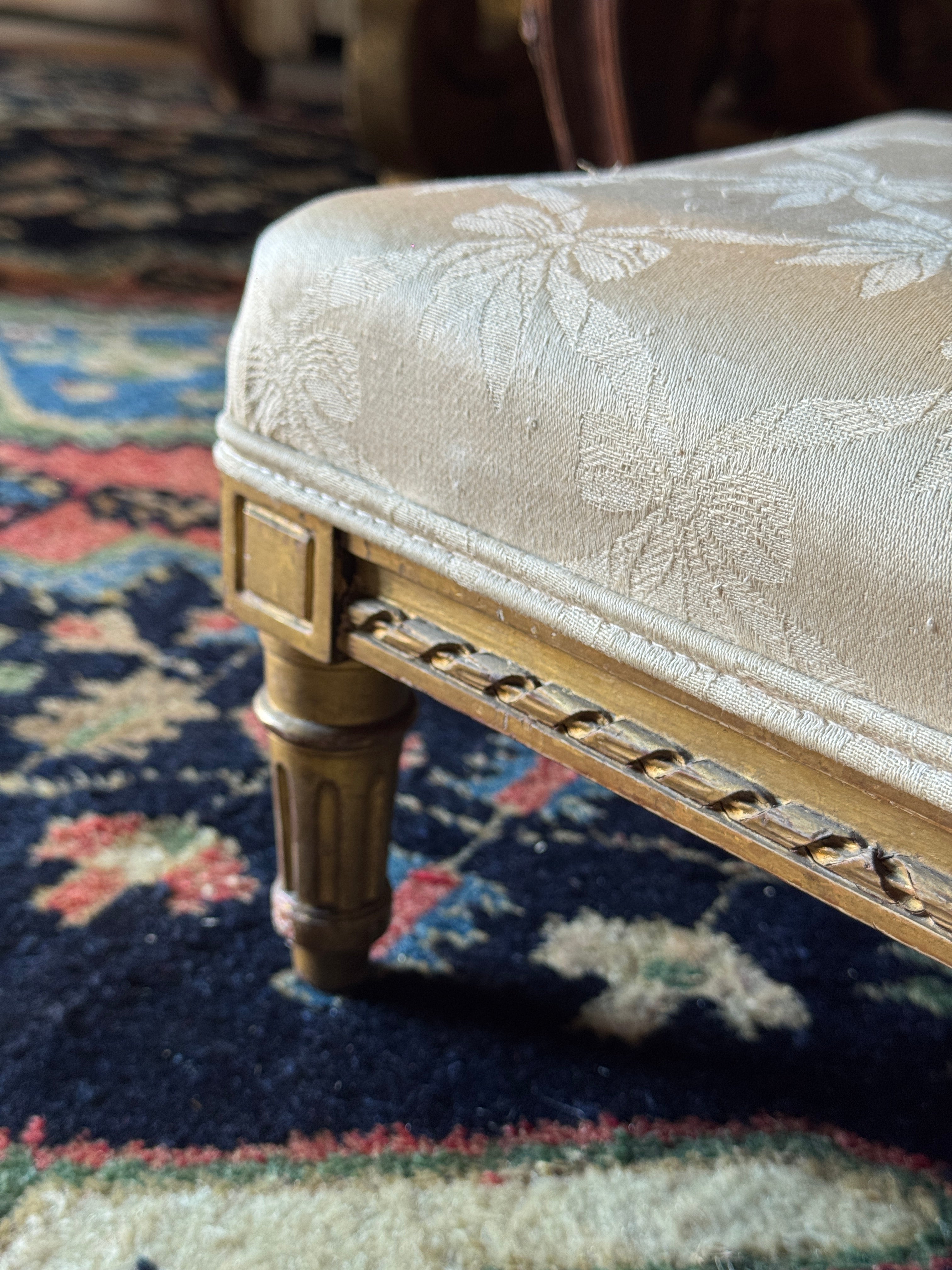 Antique 18th Century French Carved Timber Footstool