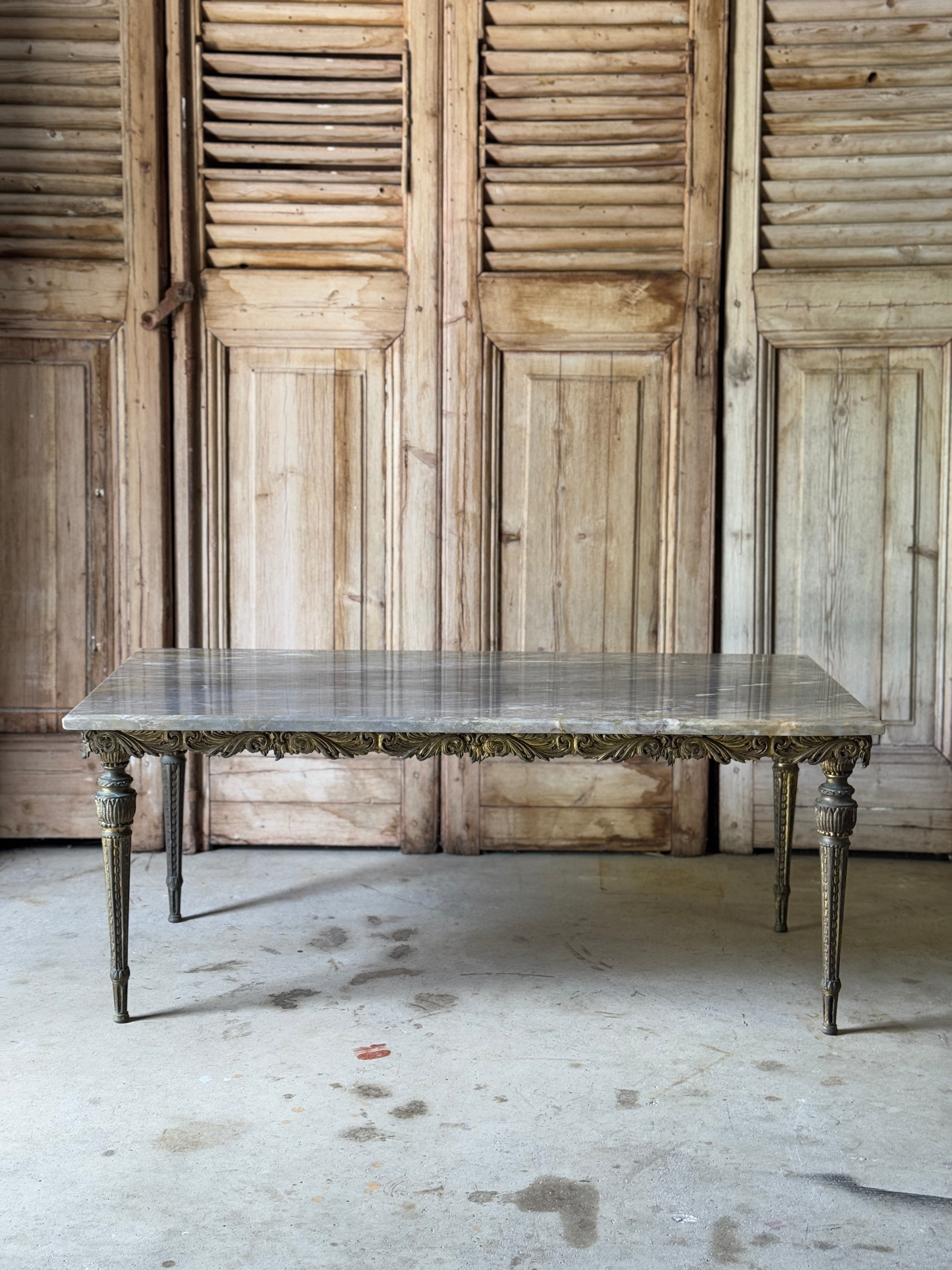 Vintage Spanish Brass & Marble Coffee Table