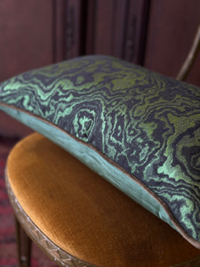 Forest Green Woven Moiré Jacquard Lumbar Cushion
