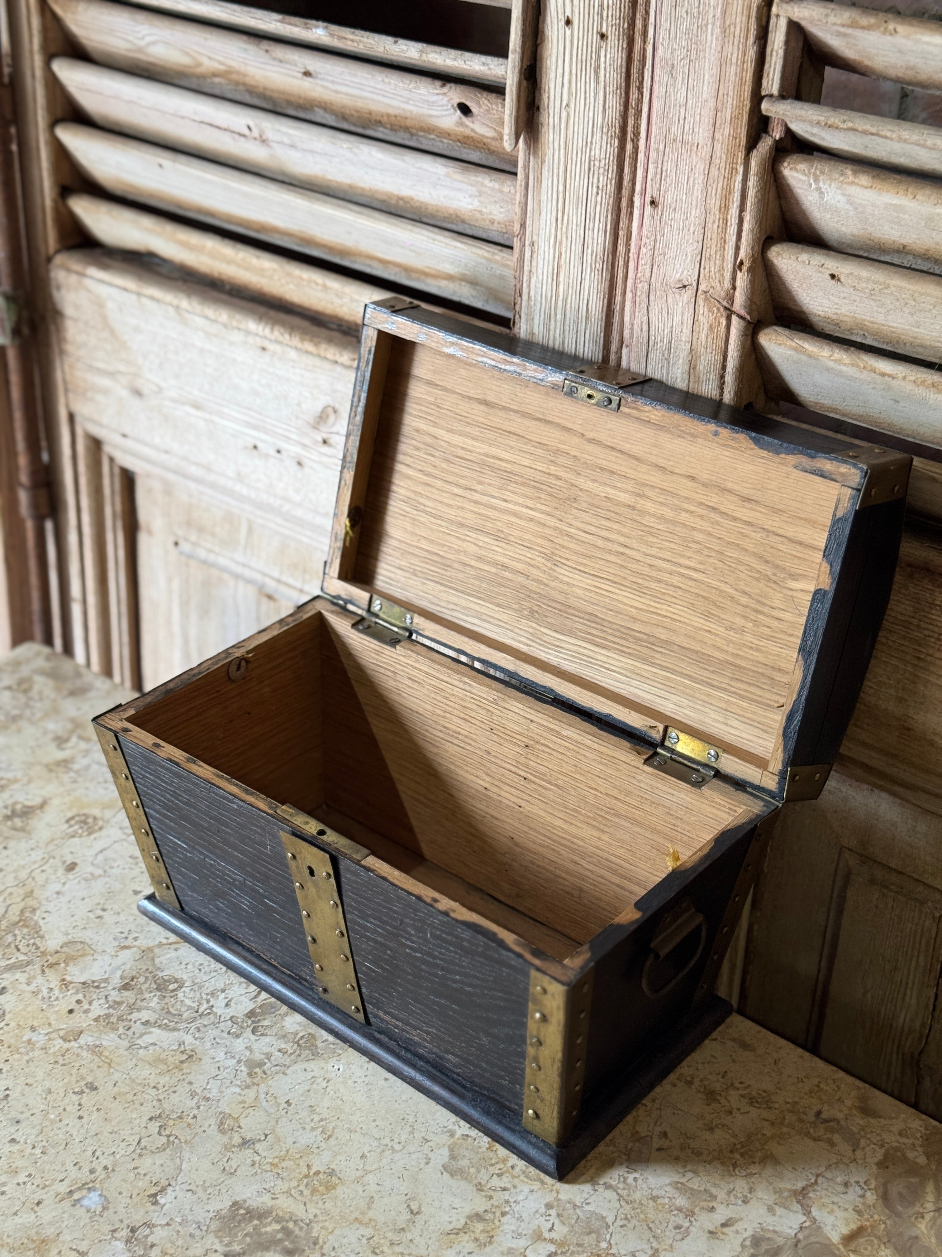 Vintage Danish Dome Topped Deed Chest