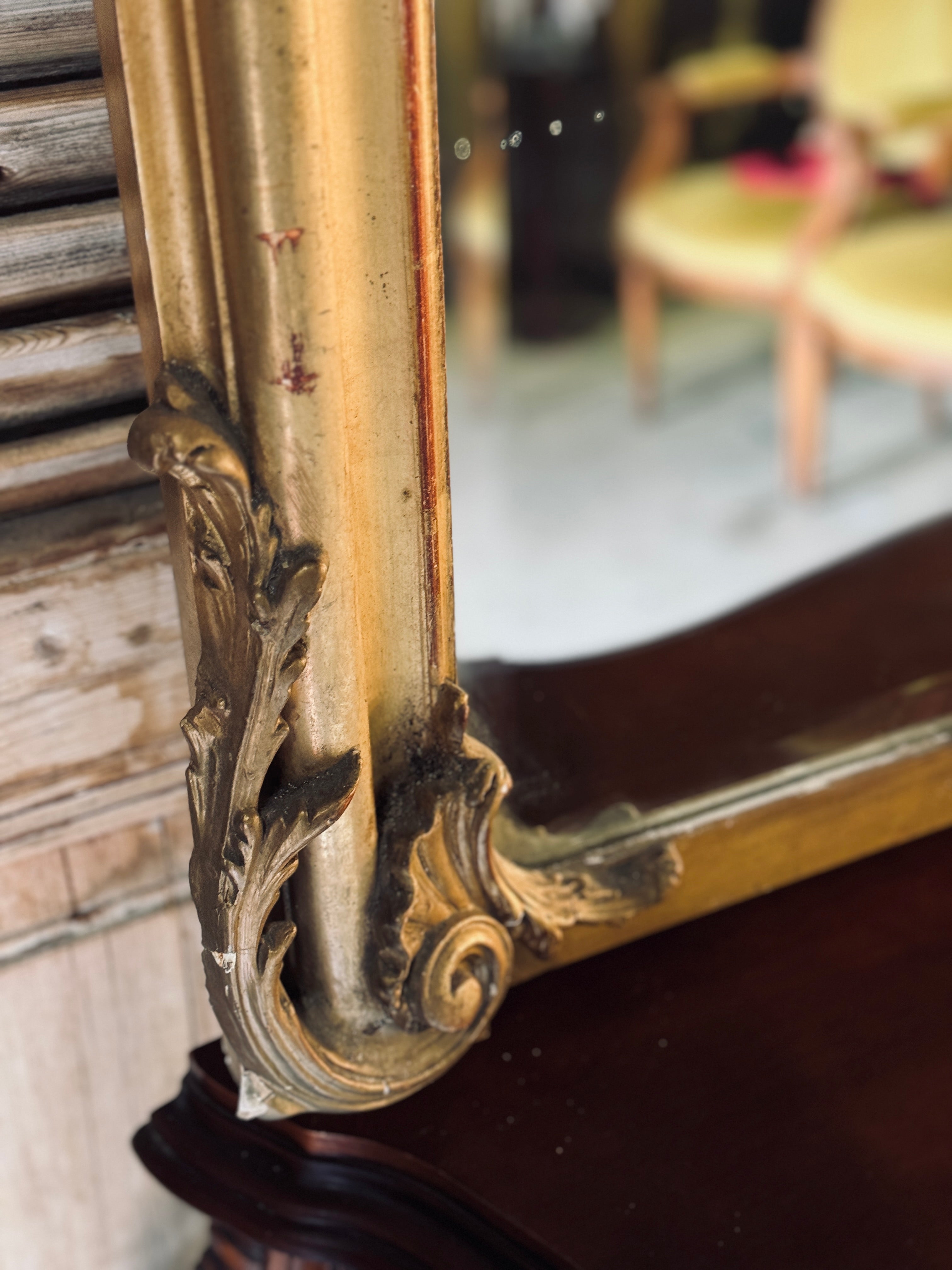 Antique Baroque Timber & Gesso Mirror