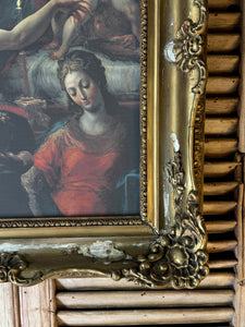 "The Annunciation" by Bedoli in Antique Gilt Gesso Frame