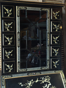 Vintage Chinese Fallout Bureau and Display Cabinet with Mother of Pearl Inlay Detail