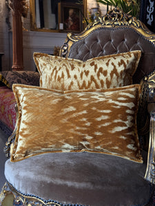 Mustard Velvet Lumbar Cushion with Feather Insert