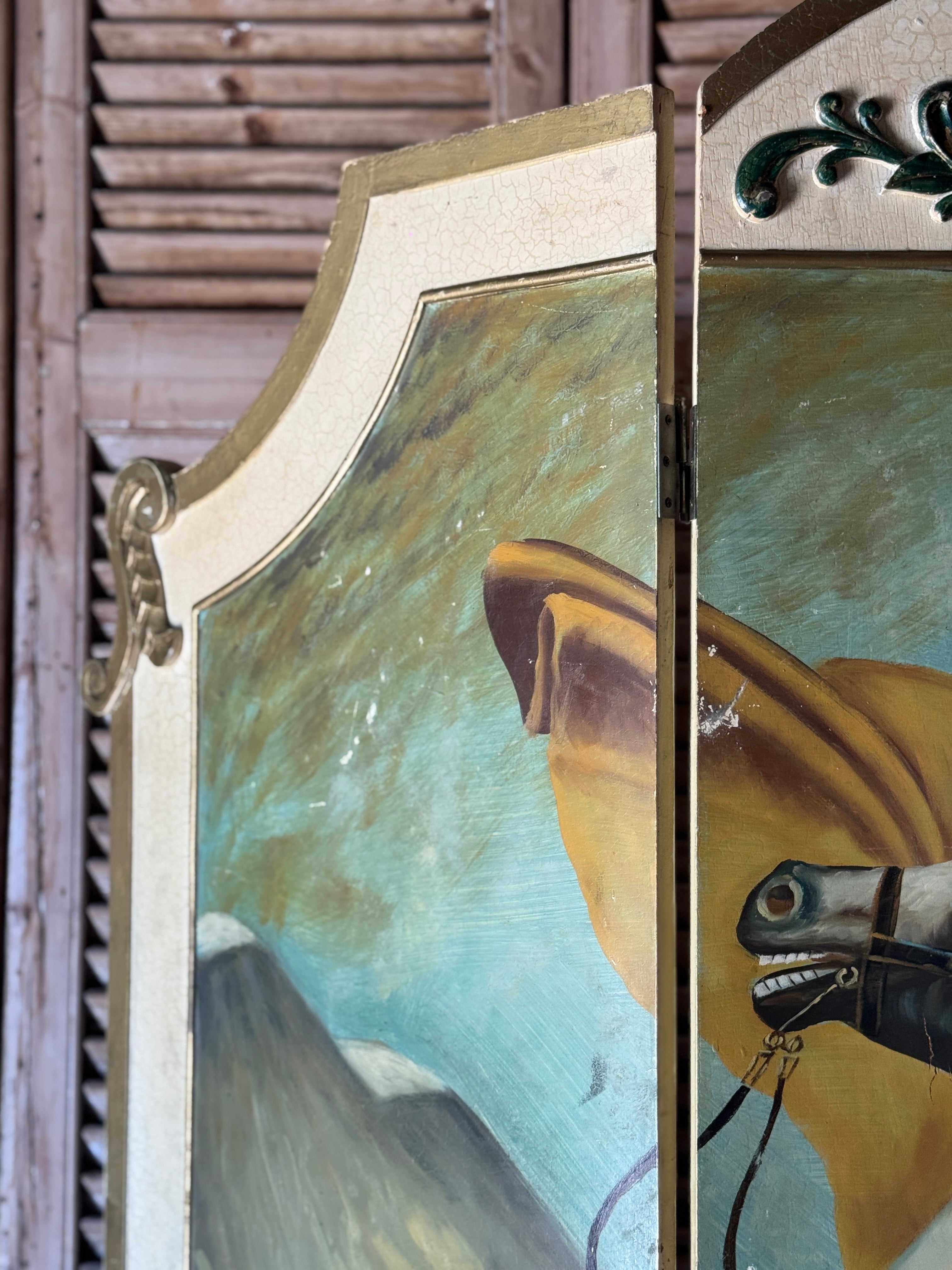 Vintage Hand Painted Napoleon Screen