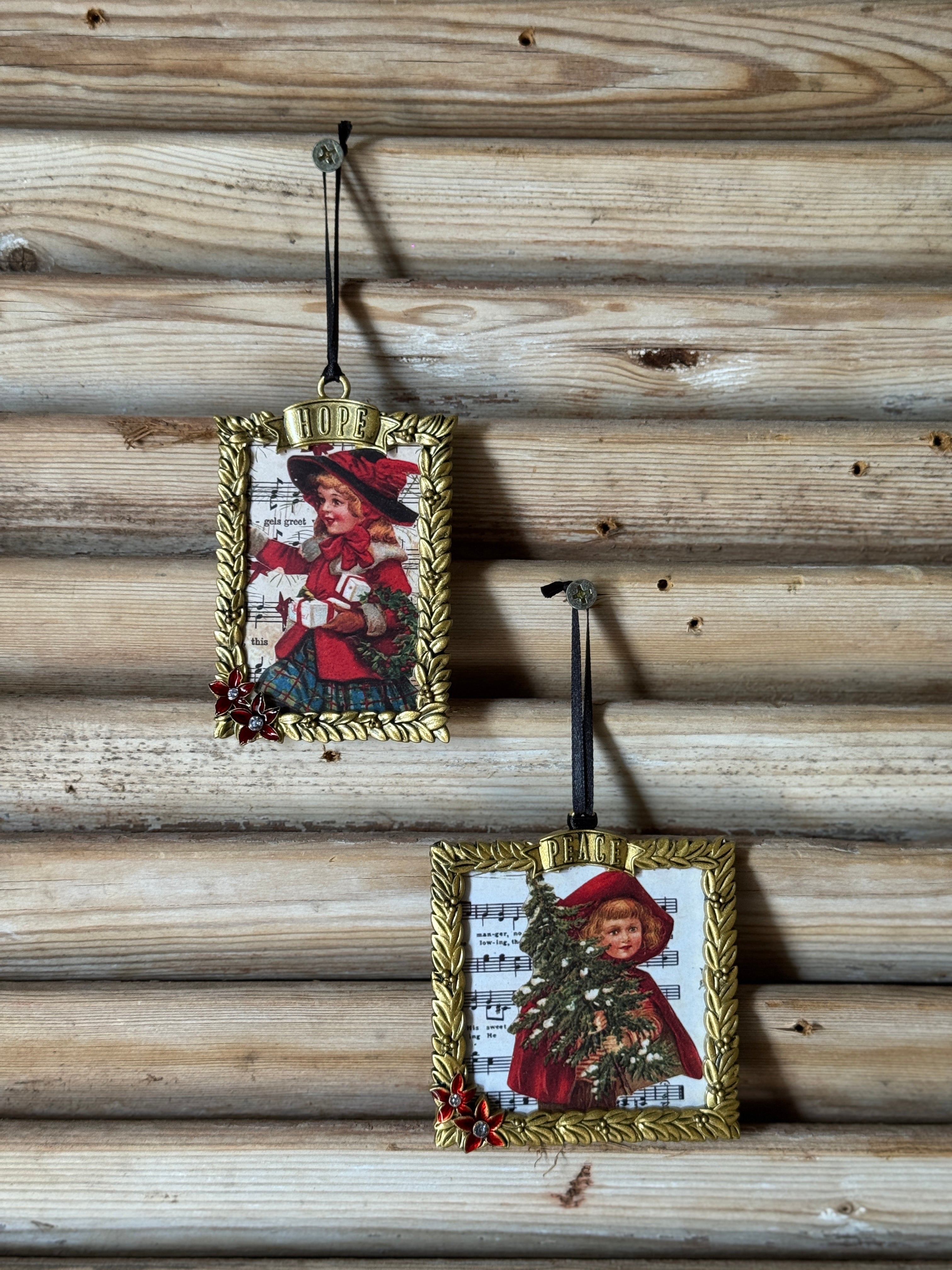 "Hope" Gilt Metal Photo Frame Christmas Ornament