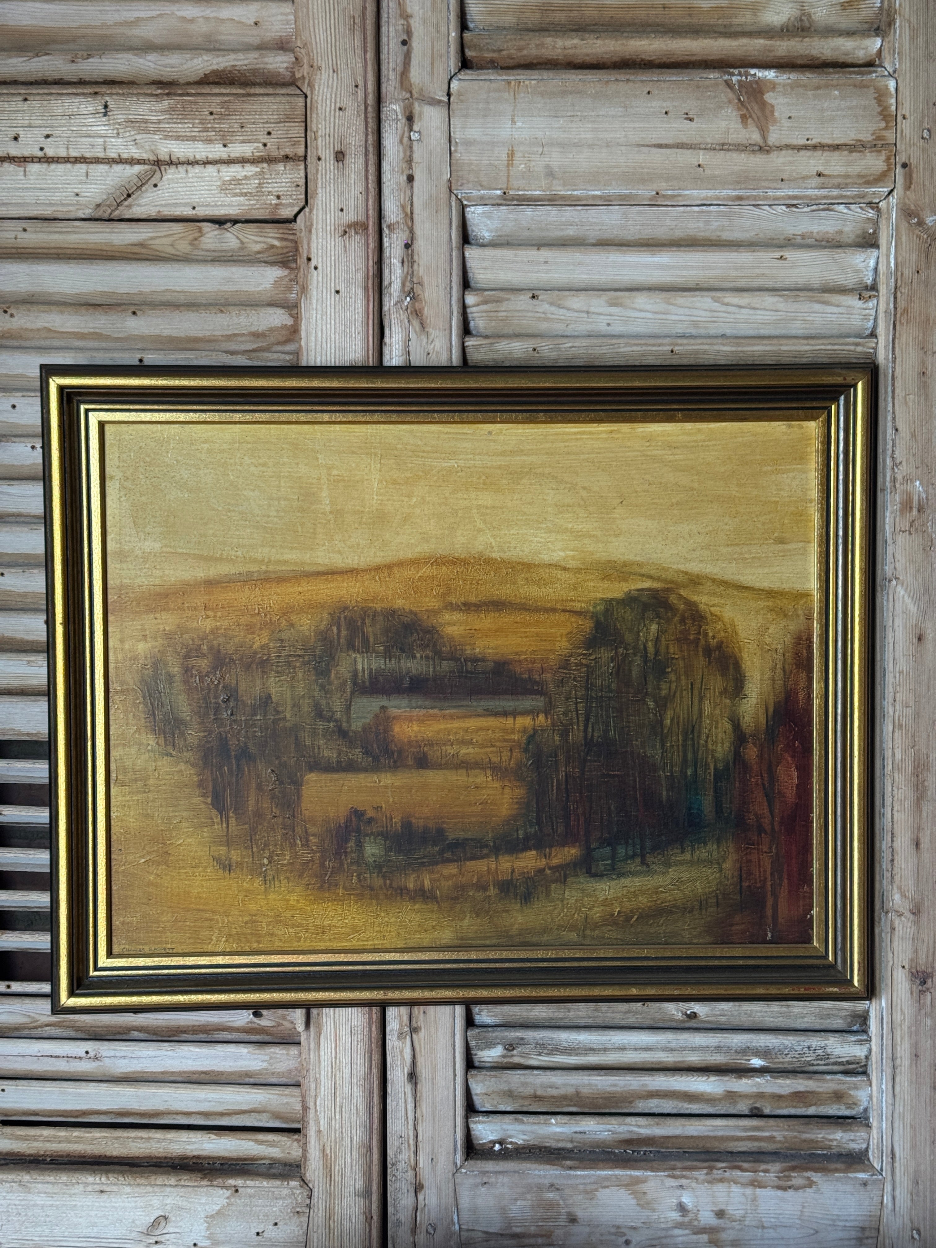 Vintage Oil Painting of Landscape - Signed "Charles Bassett"