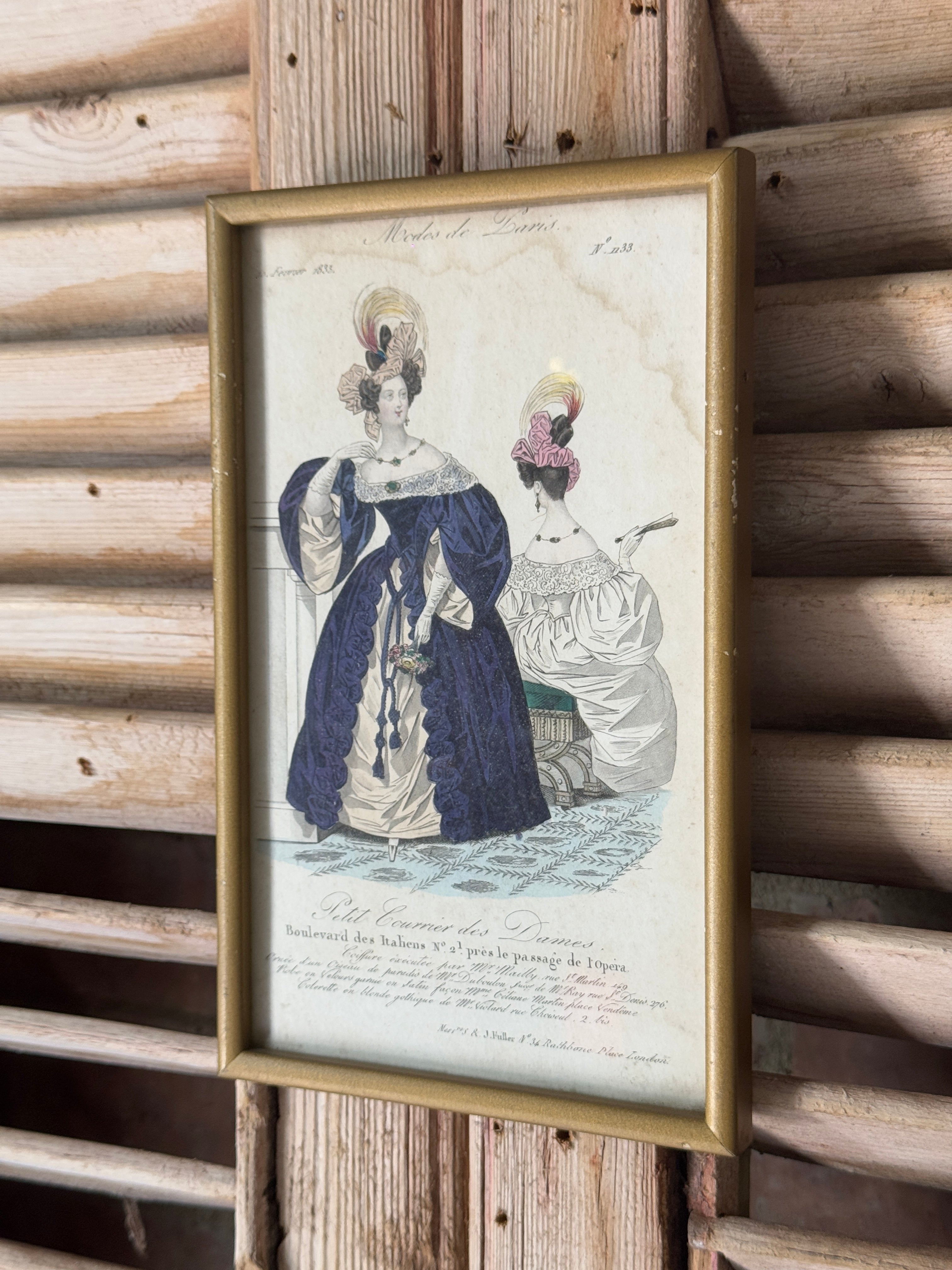 Antique Framed French Fashion Illustration