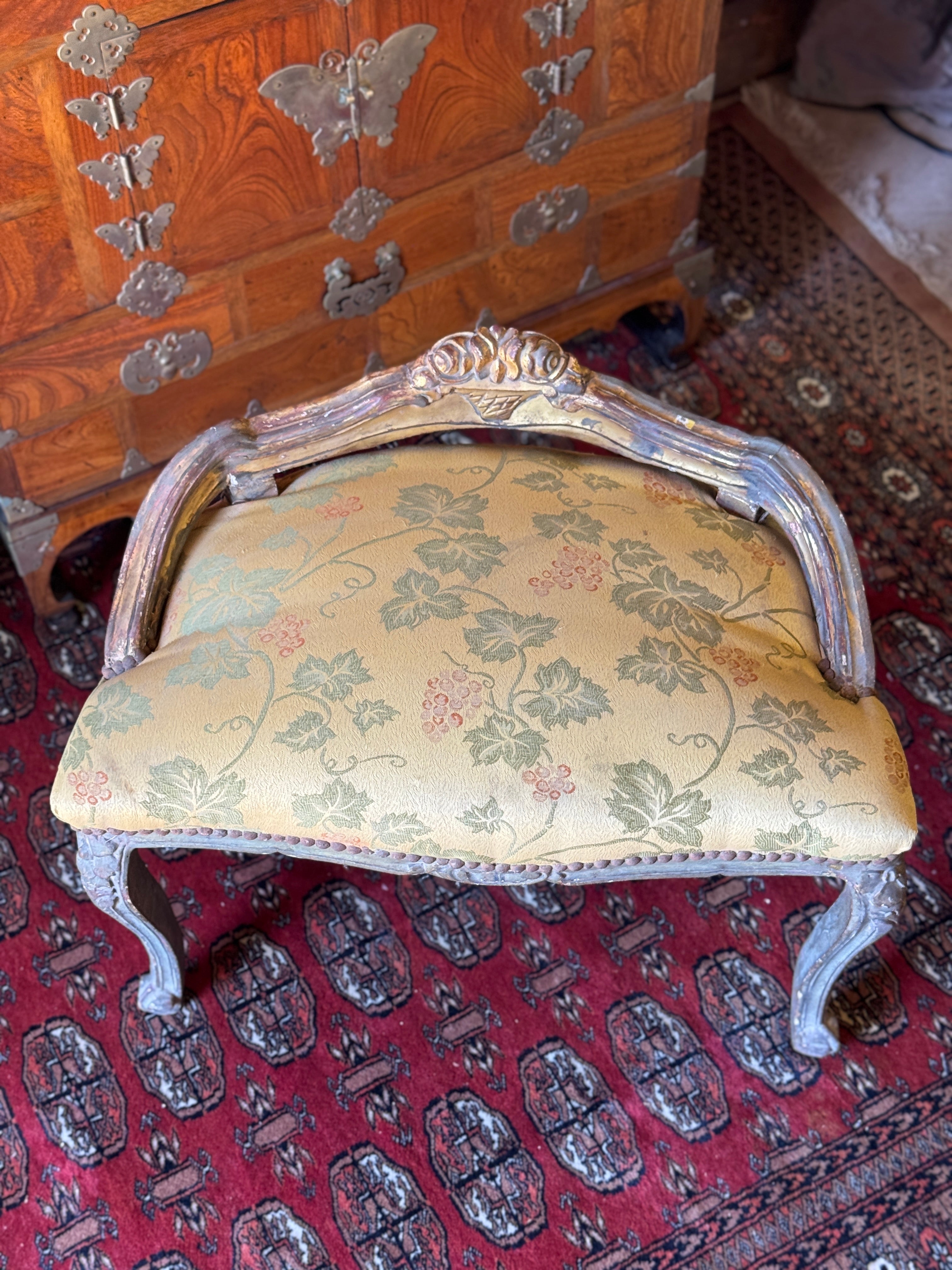 Antique French Carved & Gilt Stool