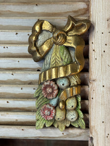 Vintage Pair of Handcarved Timber Wall Plaques