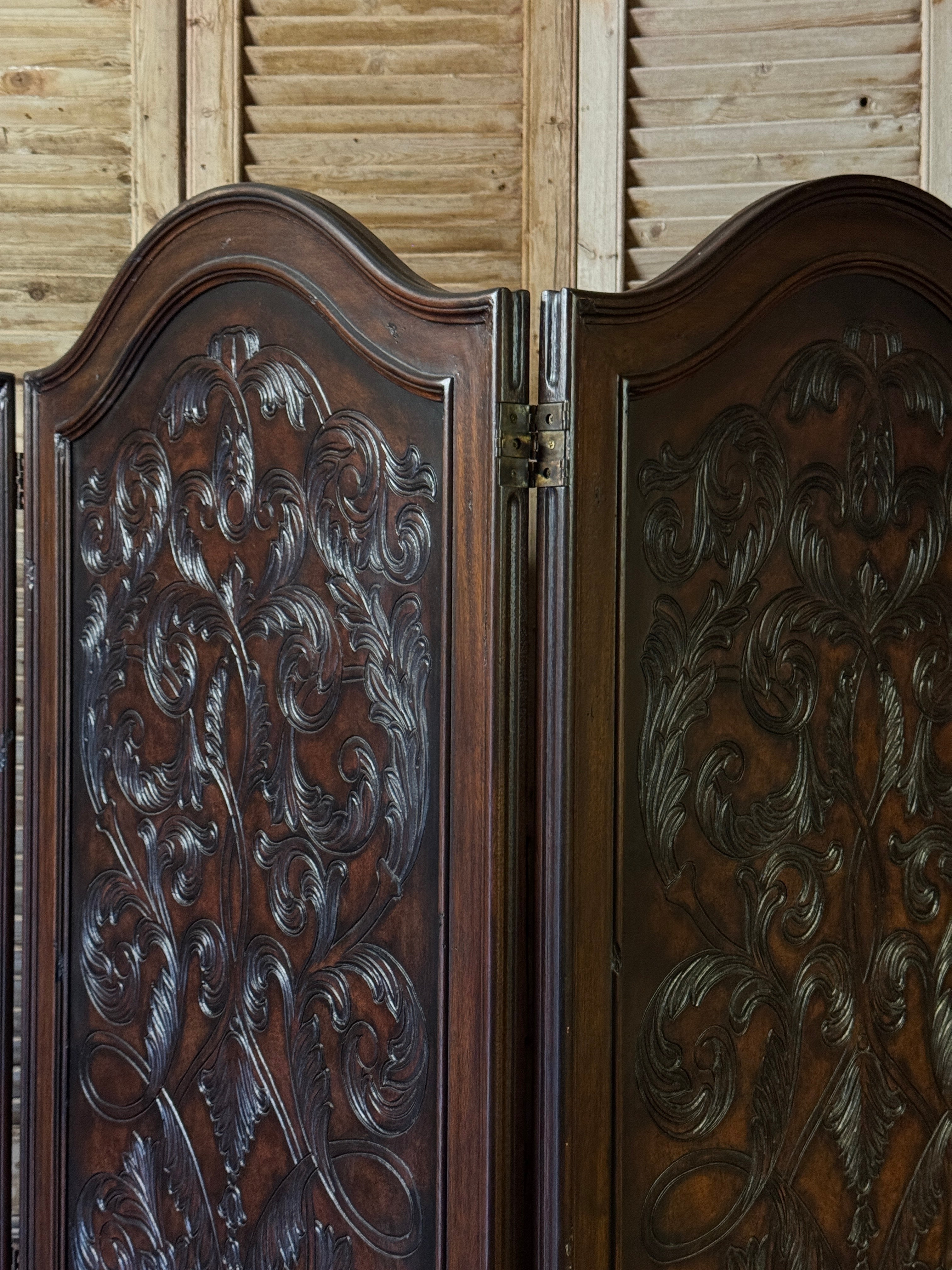 Vintage Carved Timber Screen / Room Divider