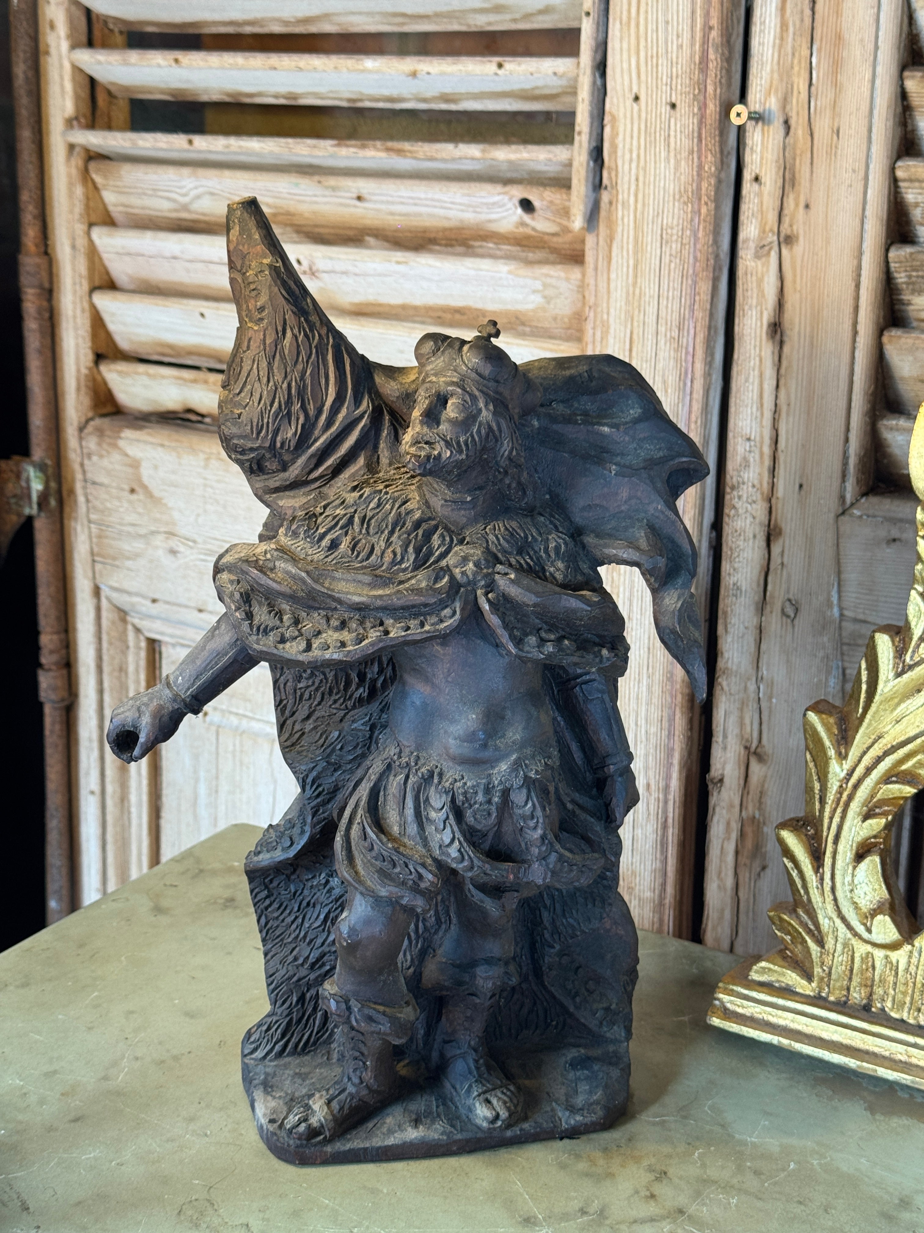 Antique Carved Timber Figure of Royalty