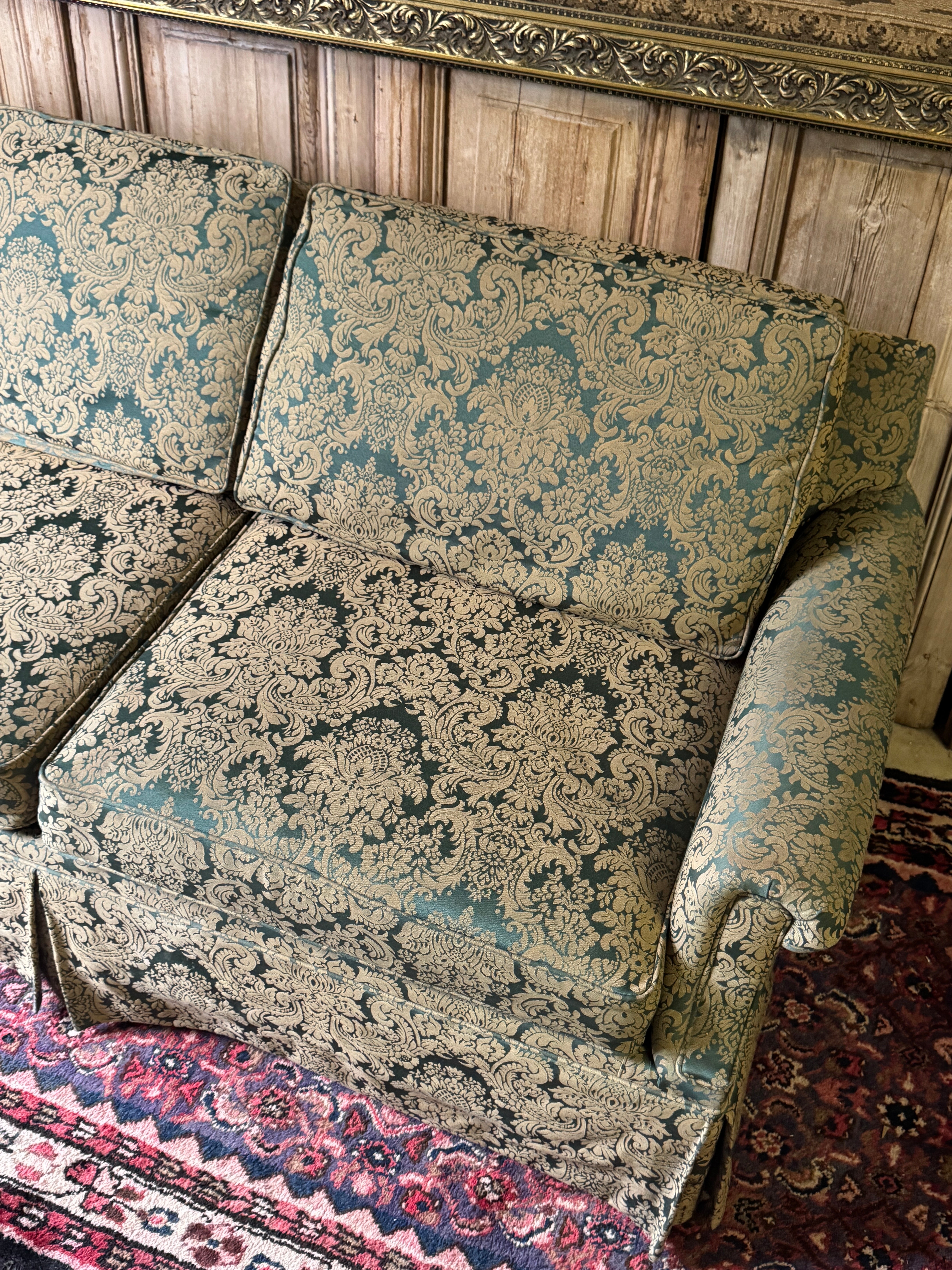 Vintage Green Damask Two Seater Lounge
