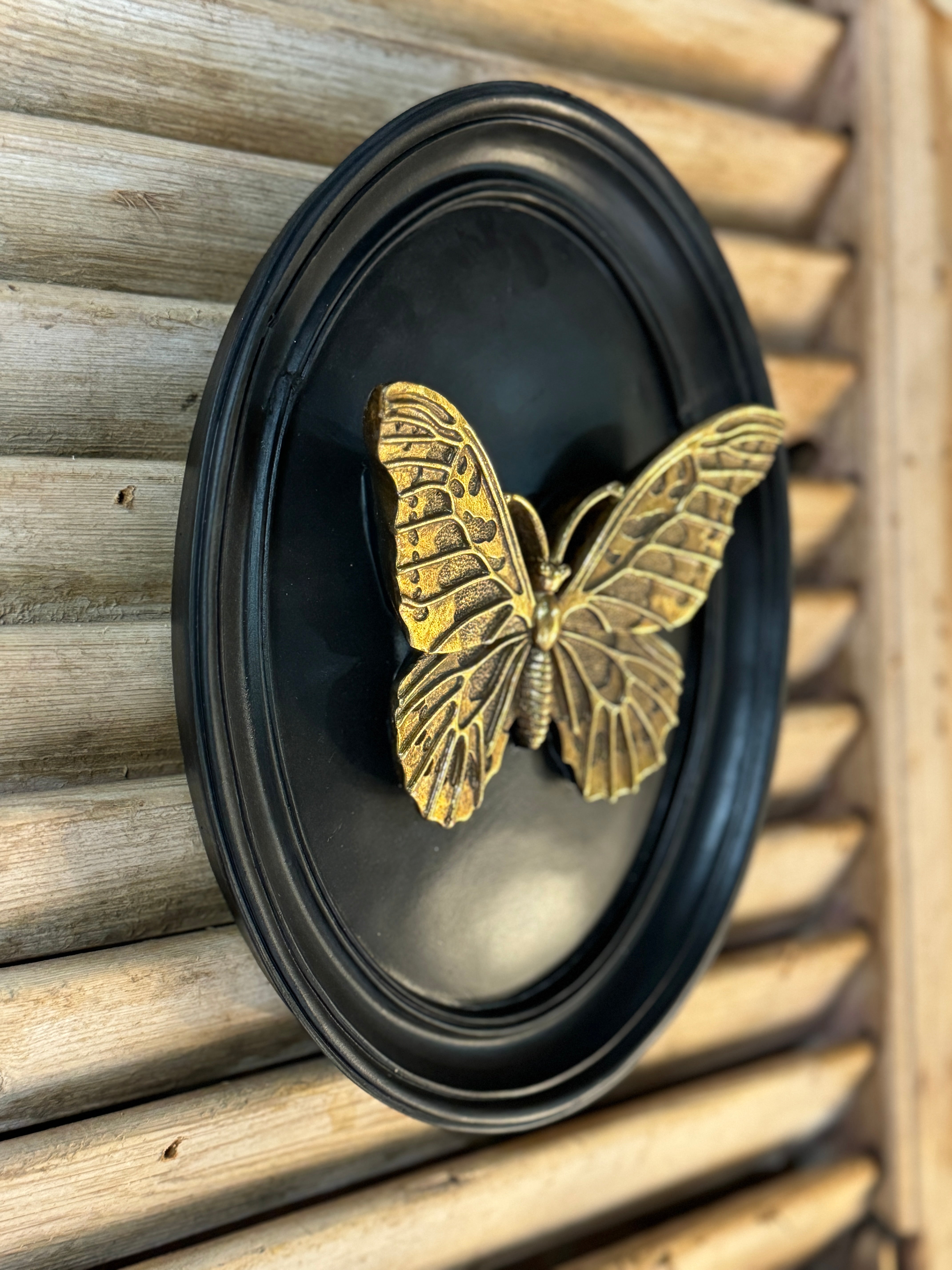 Gold & Black Butterfly Wall Plaque