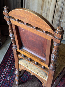 Set of 6 Antique 19th Century Renaissance Revival Dining Chairs with Embossed Leather Back Rests