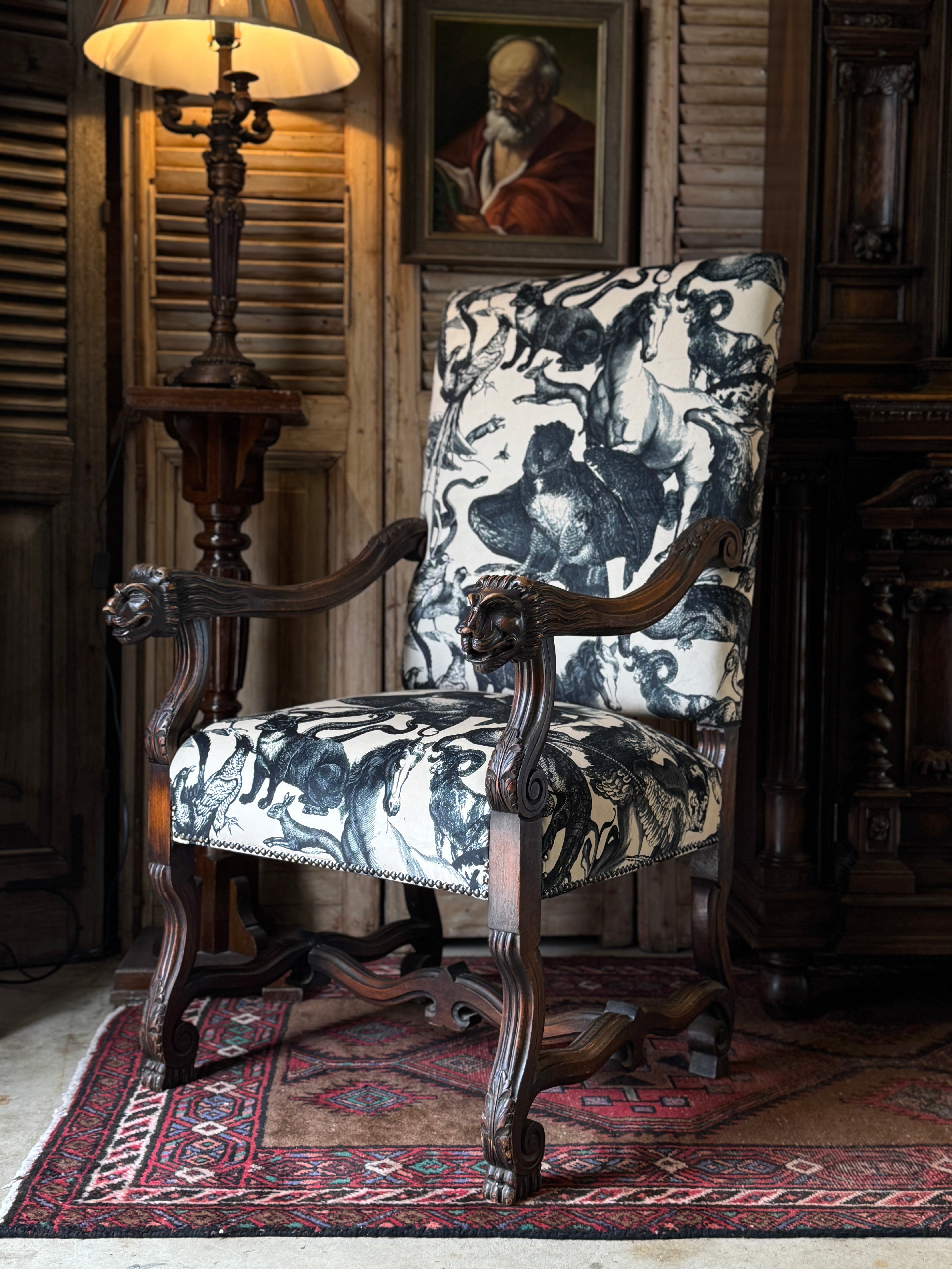 Antique 19th Century Newly Upholstered Armchair