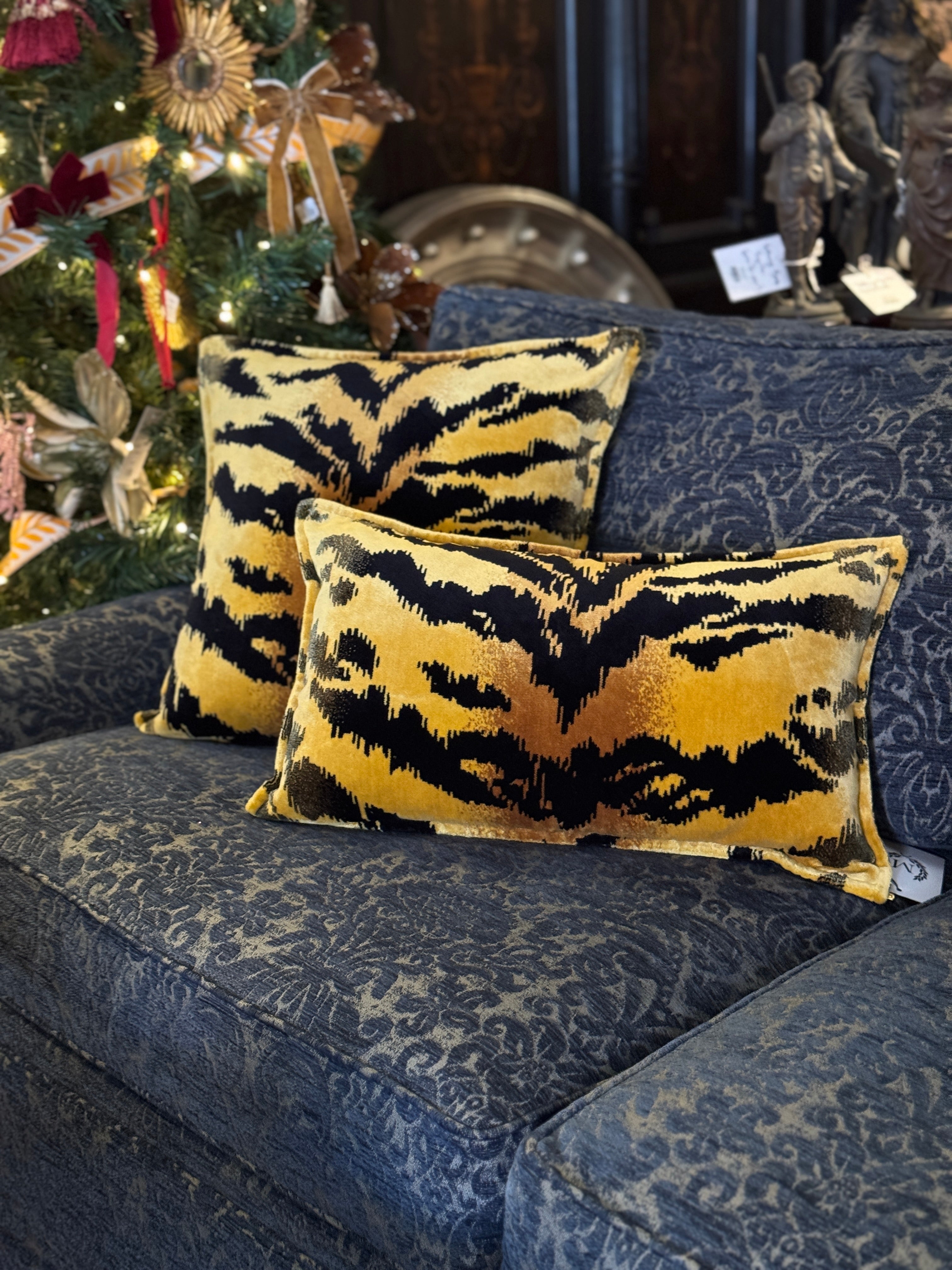 Gold Tiger Velvet Cushions