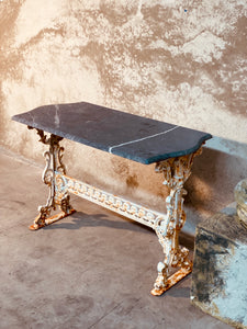 Cast Iron Garden Table with Marble Top