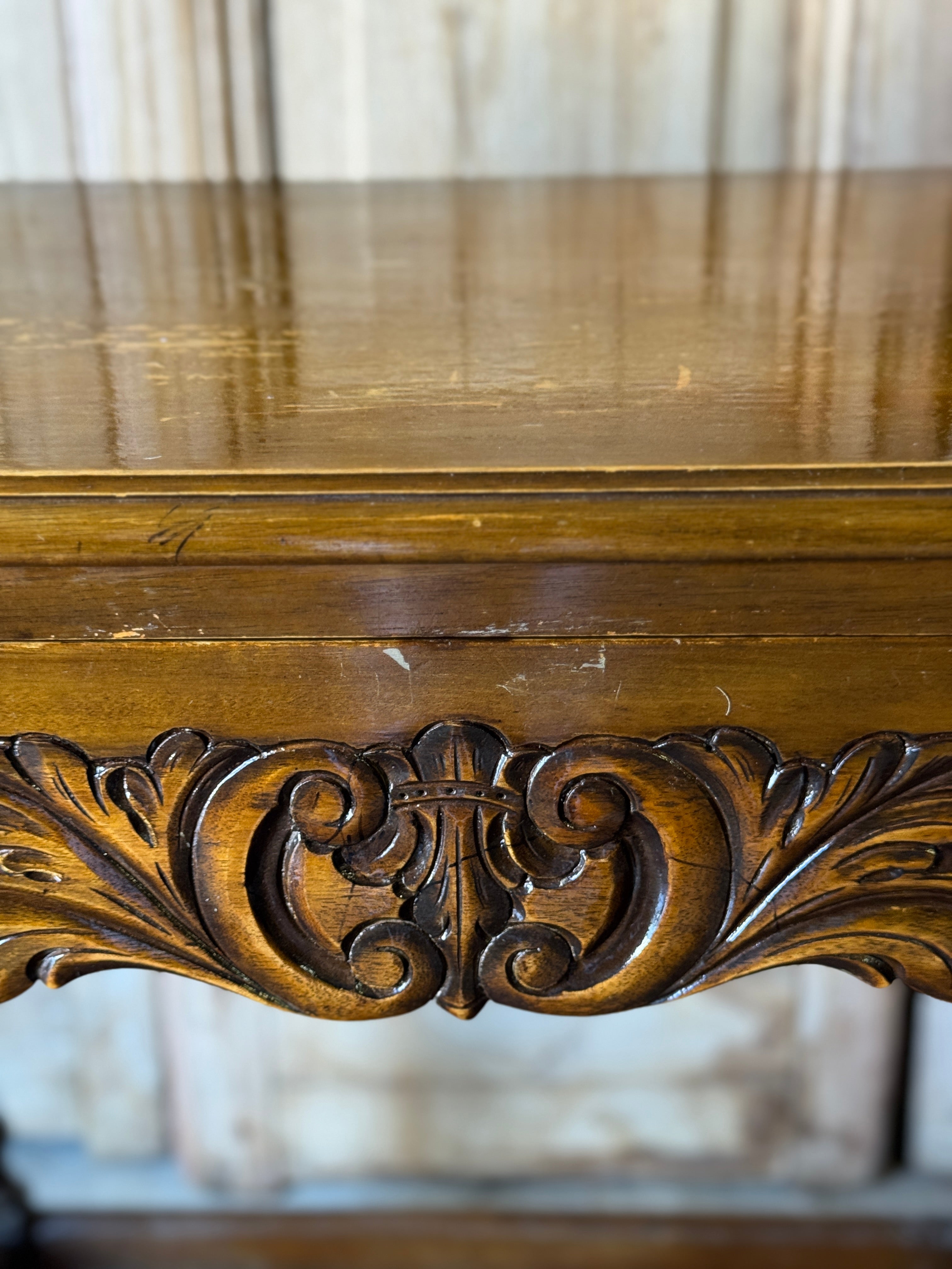Vintage Small Oak Writing Desk / Console with Concealed Drawer