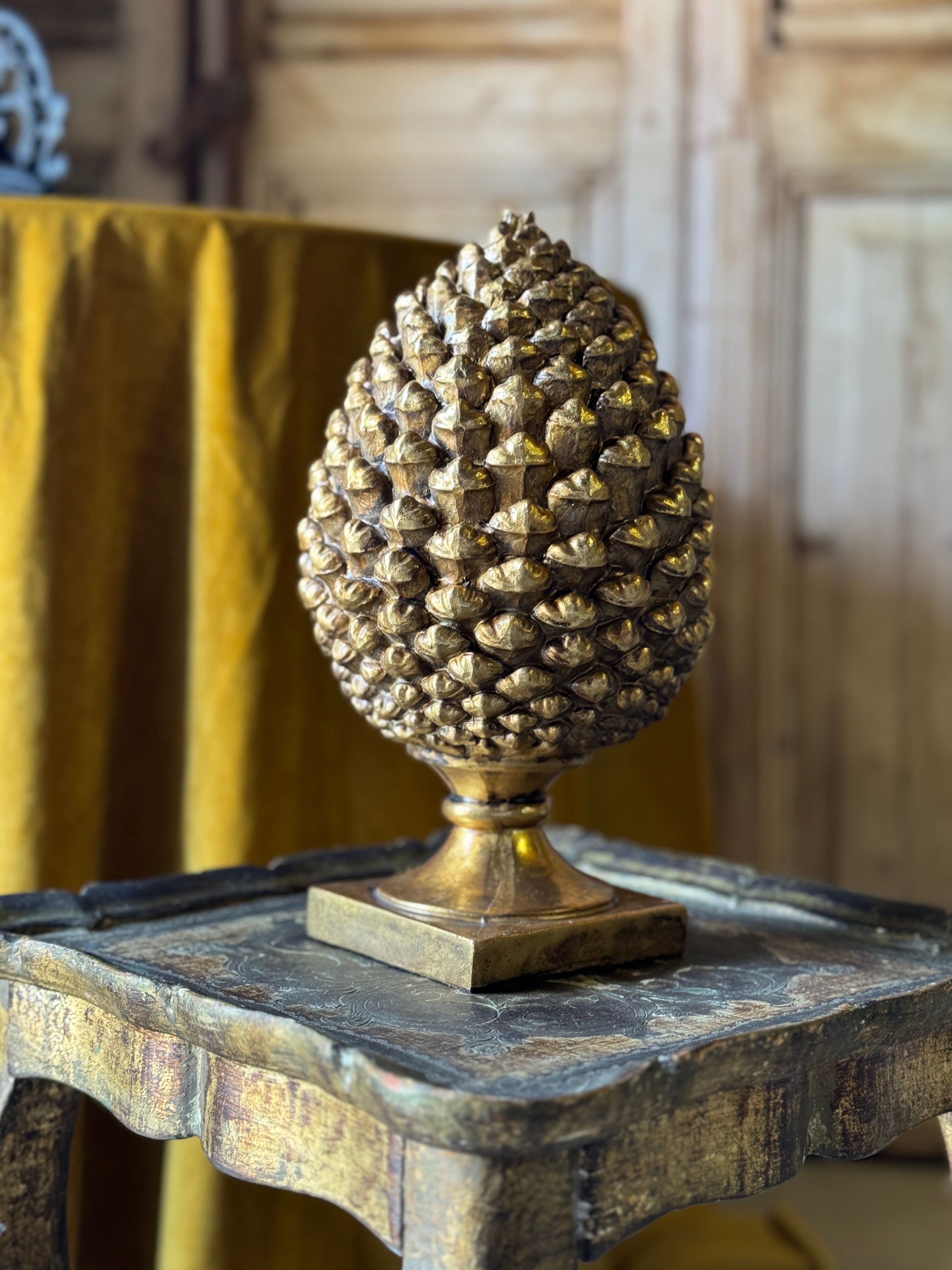 12 Antique Gold Tone Pine Cone Charms - L12 - For Jewelry Making