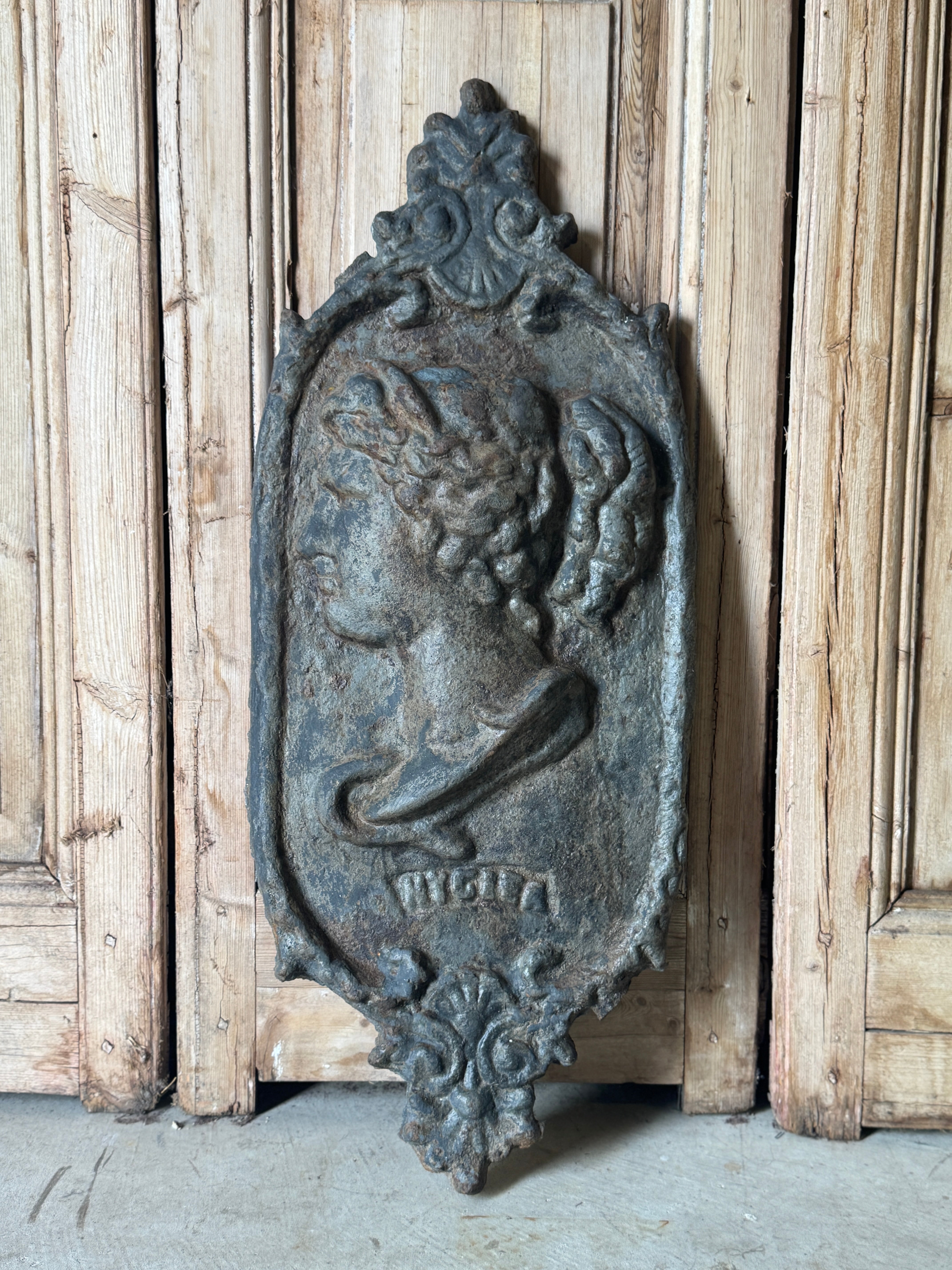 Antique Cast Iron Wall Plaque – Hygieia