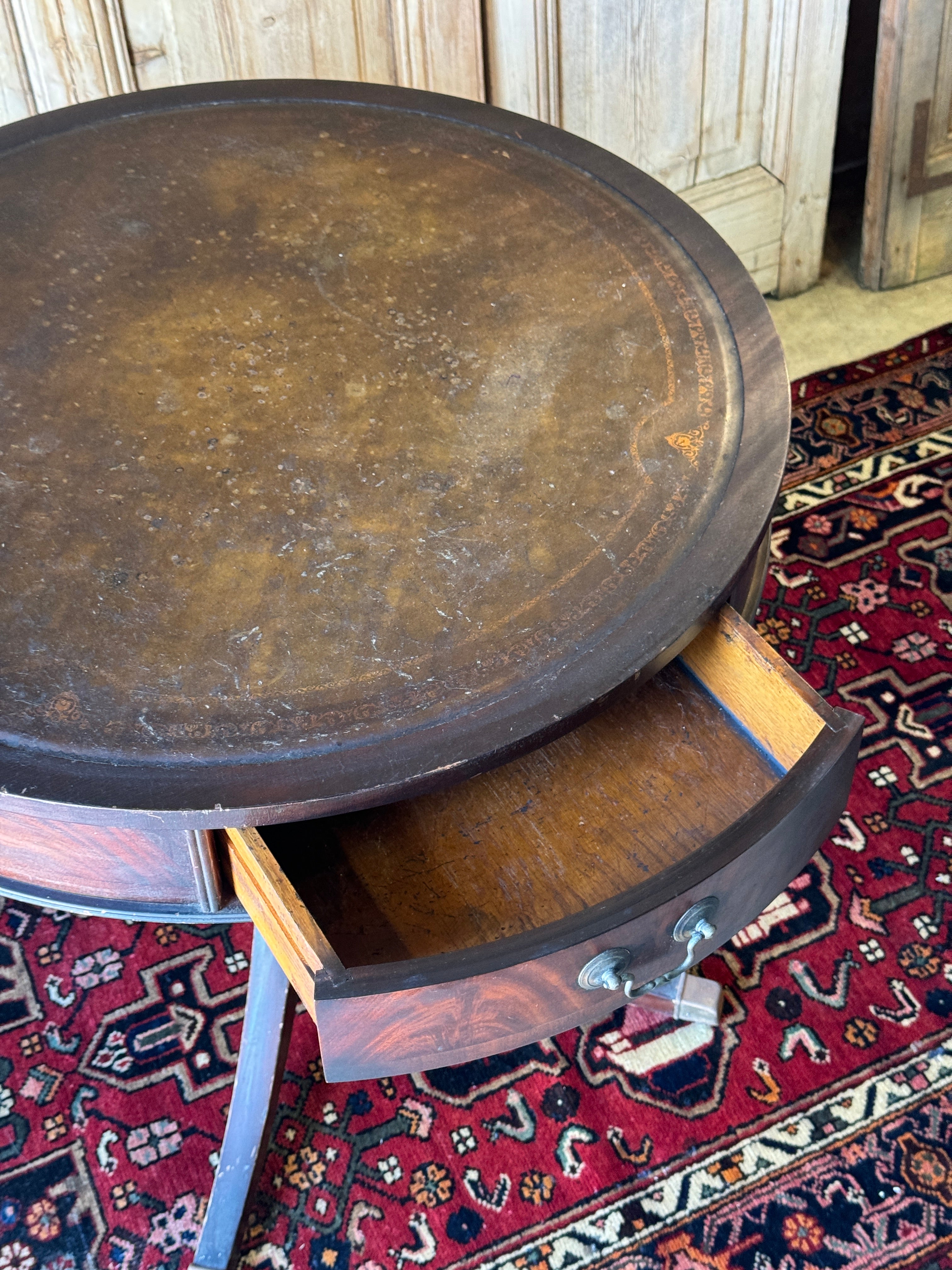 Large Vintage Regency Drum Table