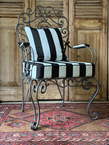 Pair of Newly Upholstered Vintage French Wrought Iron Chairs