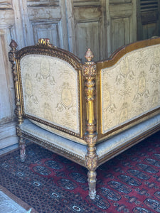 Antique French Louis XVI Style Giltwood Salon Sofa