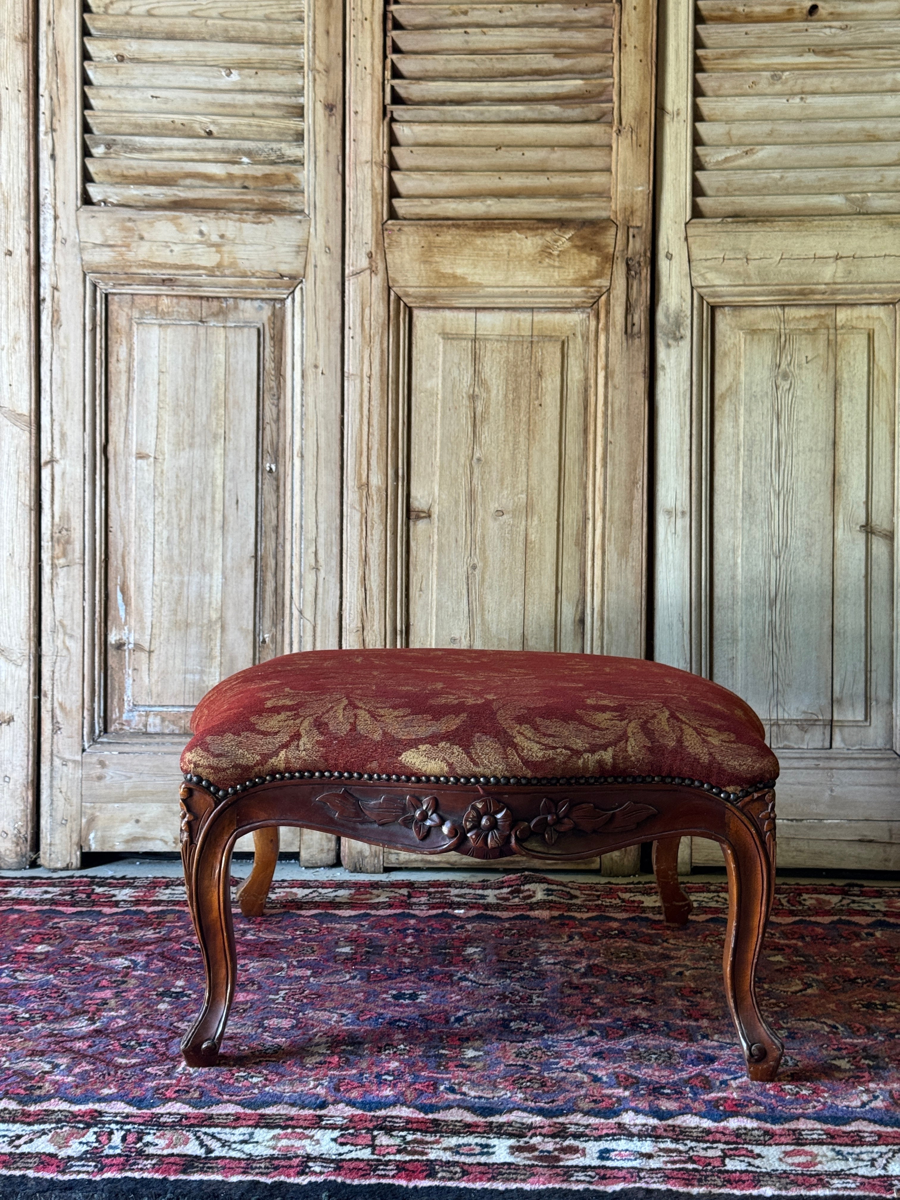Vintage Upholstered Ottoman / Footrest