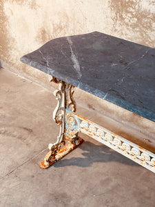 Cast Iron Garden Table with Marble Top