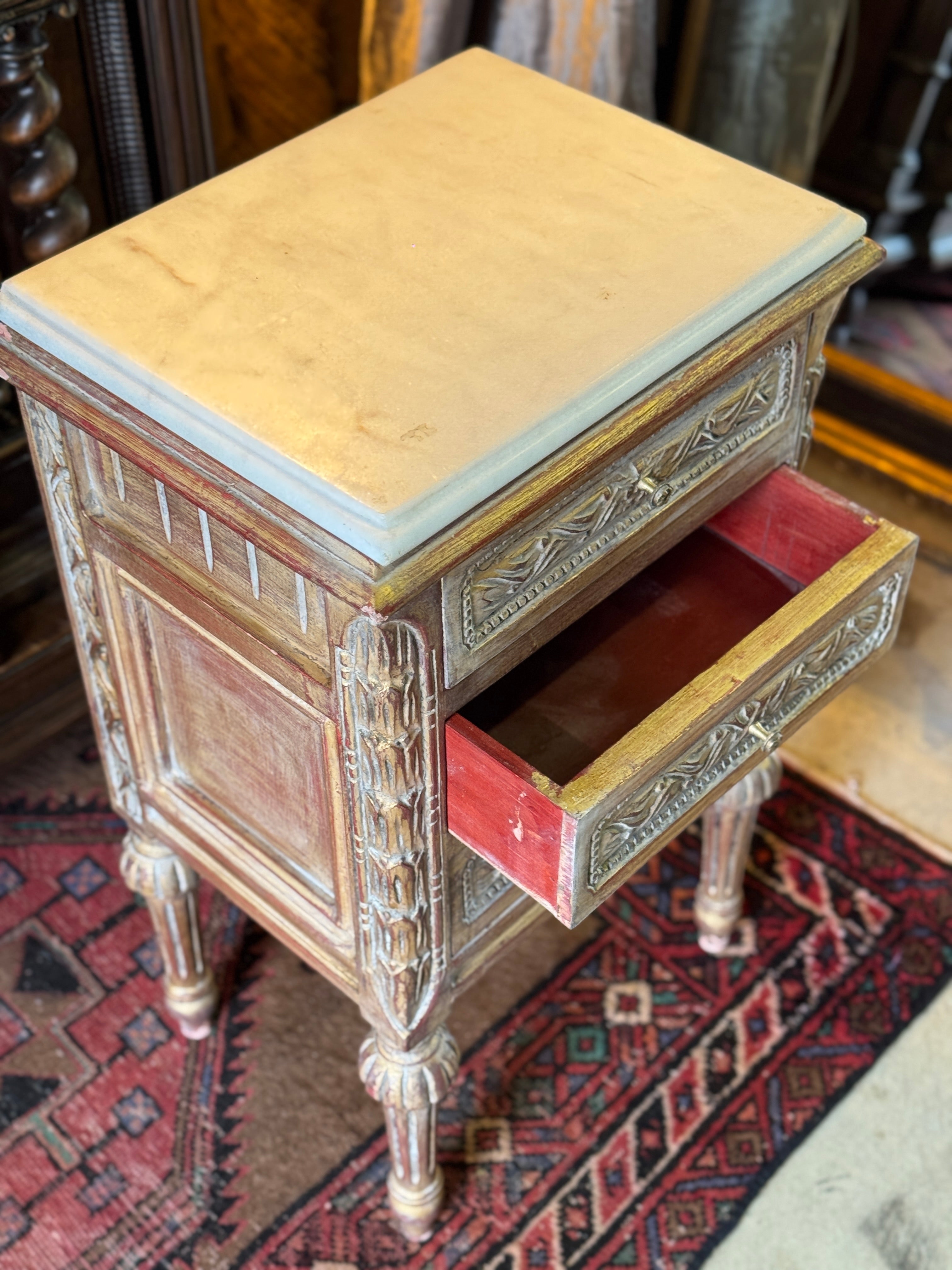 Louis XVI Style Marble Top Side Table