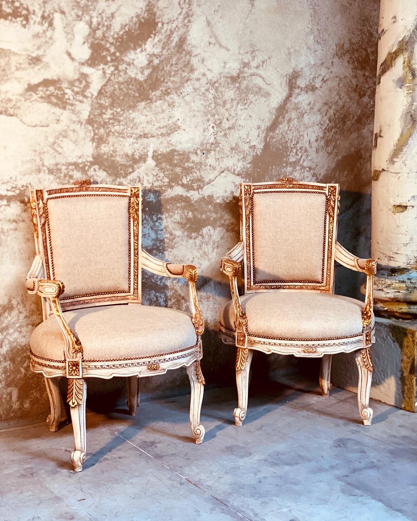 Pair of French Style Armchairs Chairs