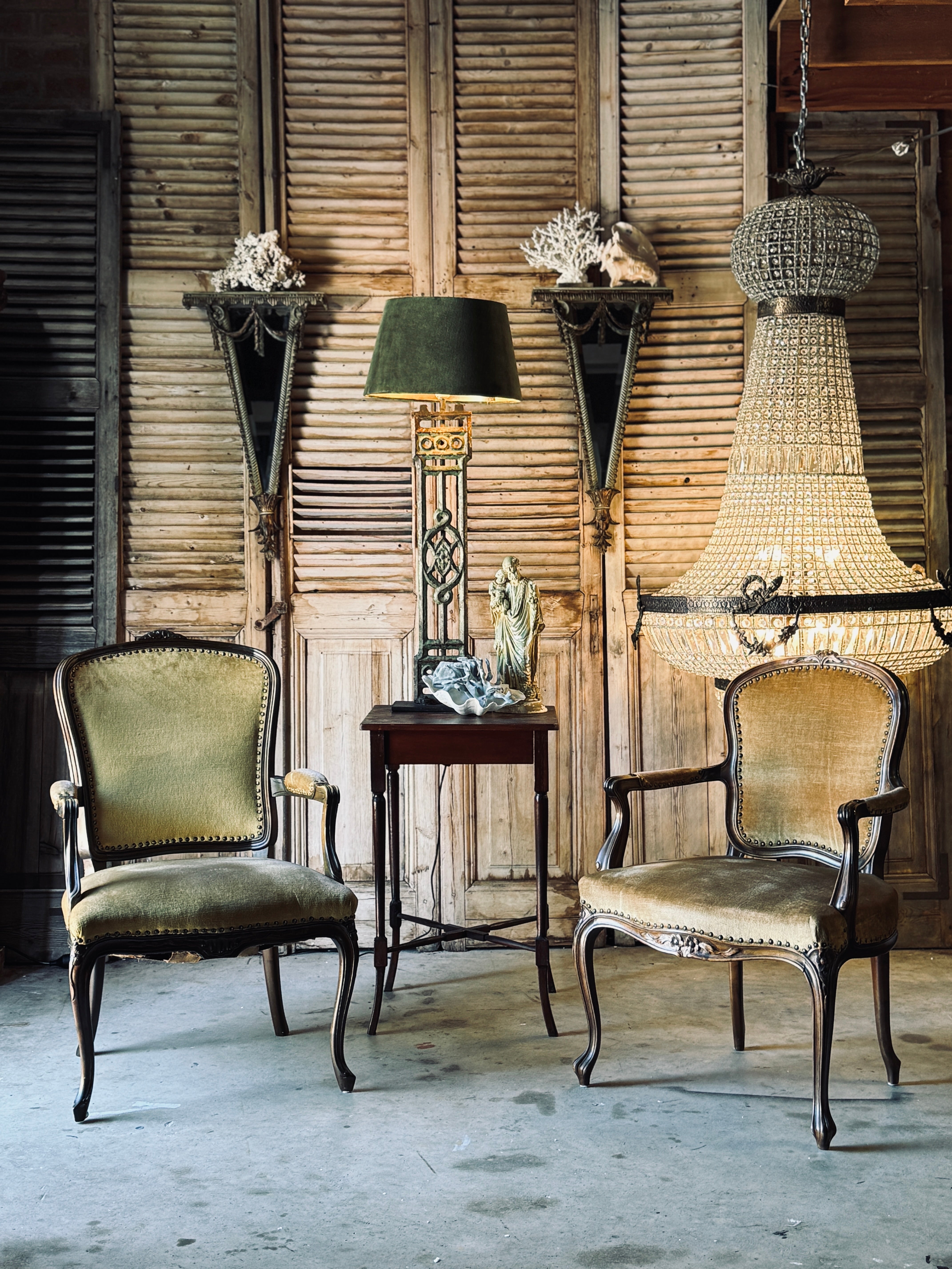 Pair of Vintage French Oak Armchairs