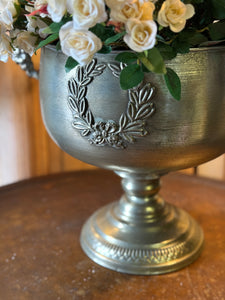 Aged Silver Pedestal Urn