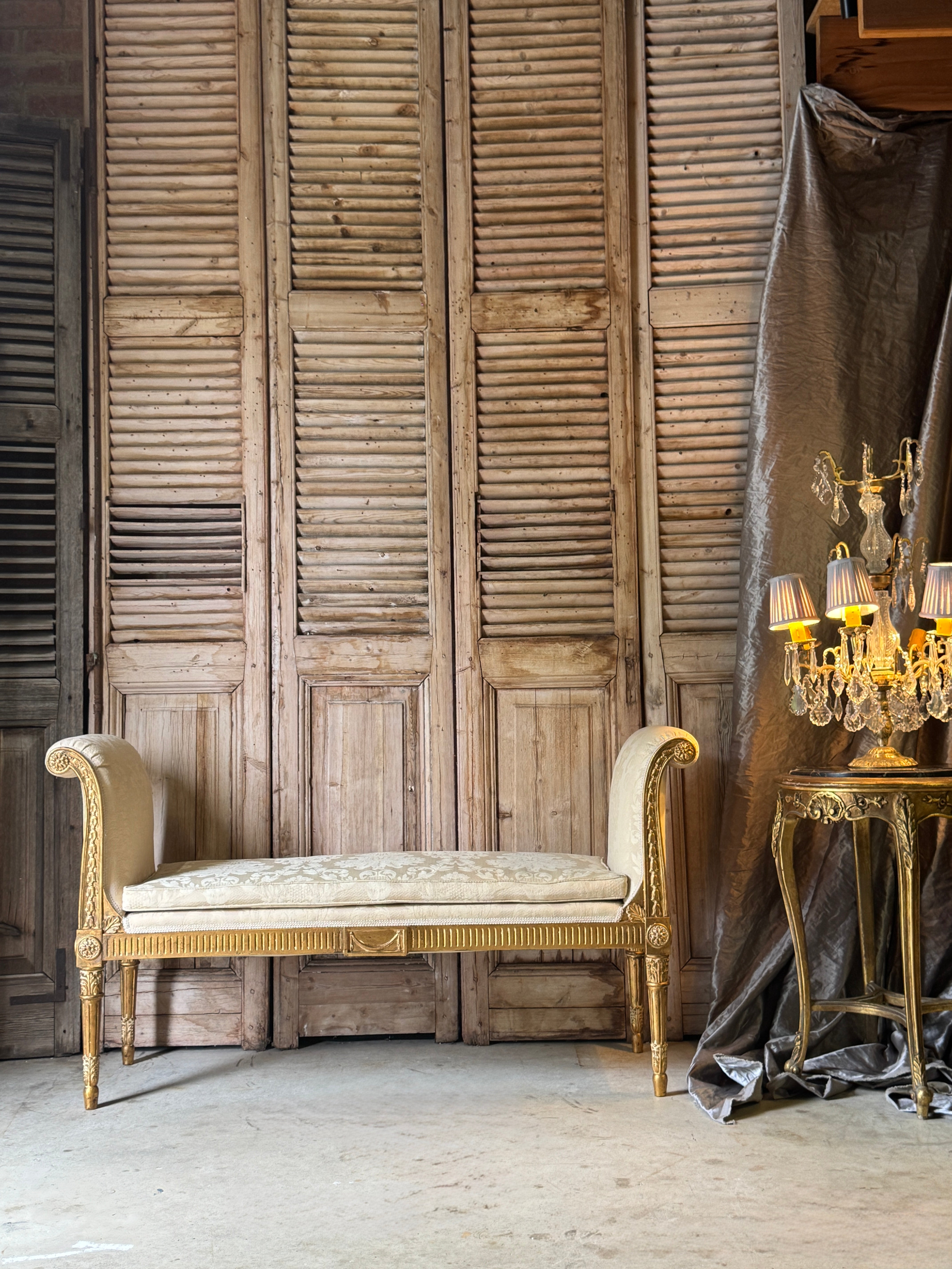 Vintage French Louis XVI Style Giltwood Window Seat / Bench