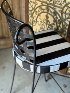 Pair of Vintage French Metal Bar / Outdoor Stools with New Upholstery