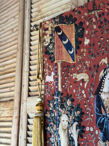 Vintage Style “Lady and the Unicorn” Tapestry with Hanging Rod