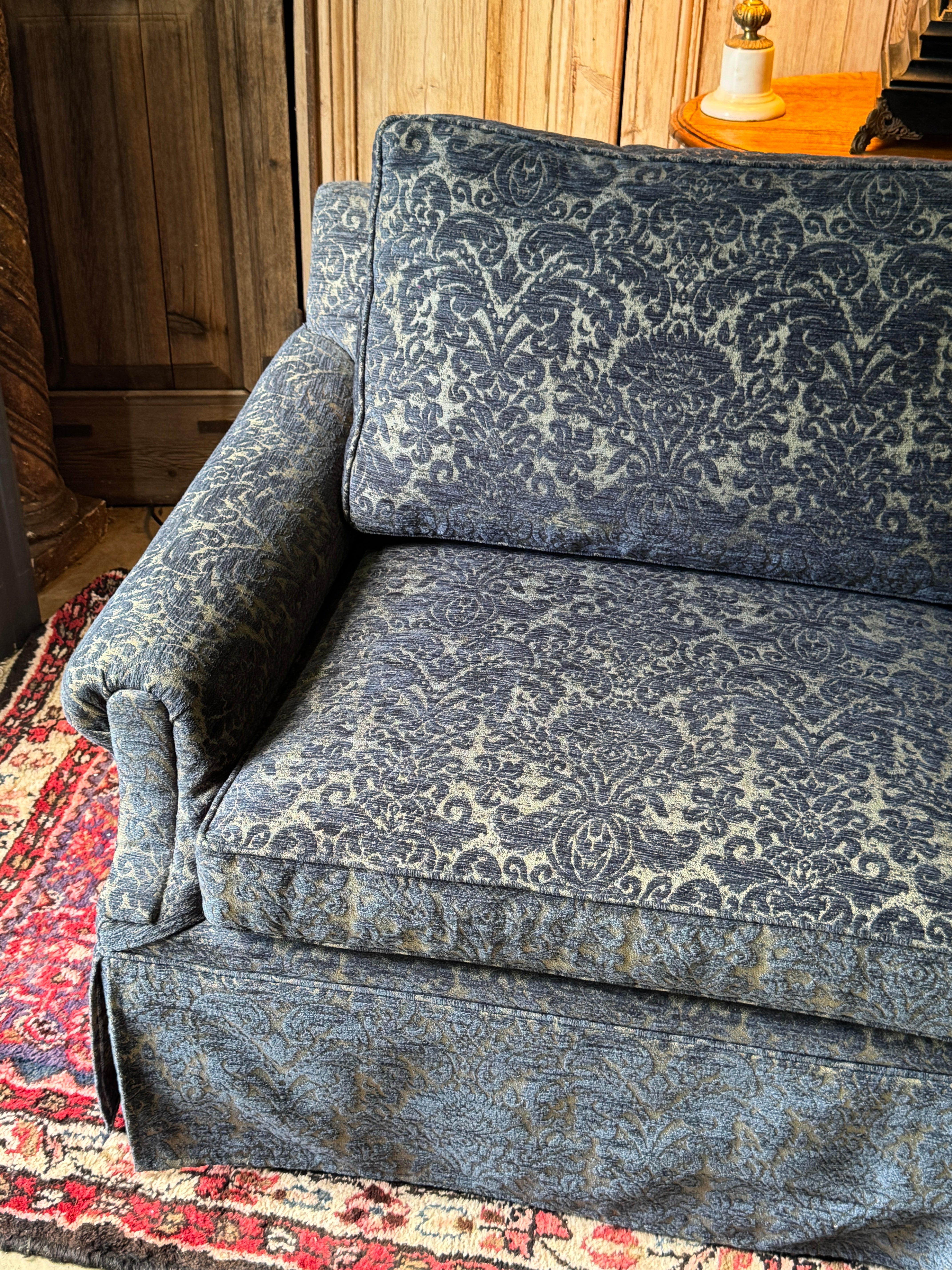 [HOLD] Vintage Blue Damask Two-Seater Lounge
