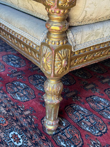 Antique French Louis XVI Style Giltwood Salon Sofa
