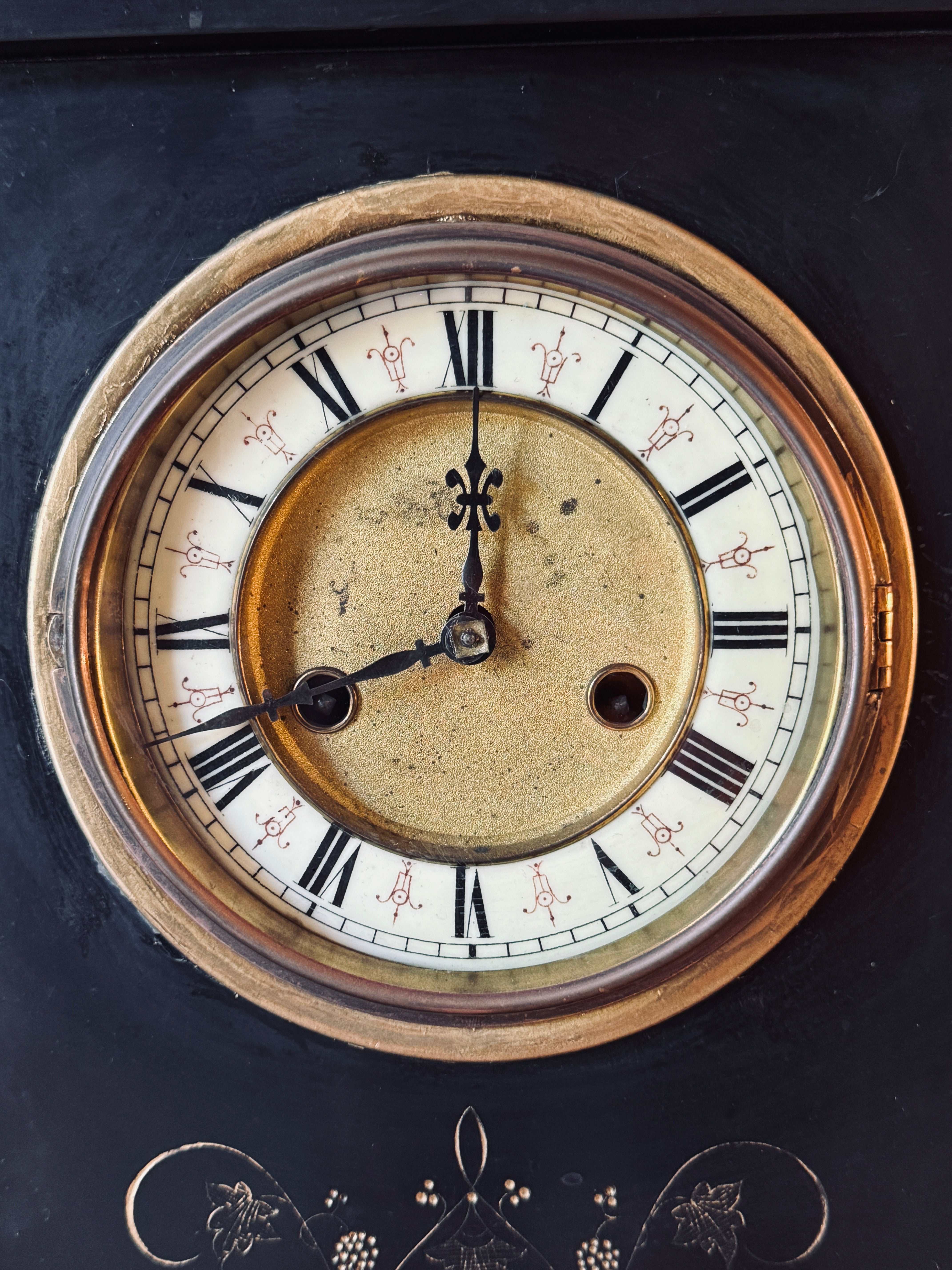 Late 19th Century Antique French Black Slate Mantel Clock