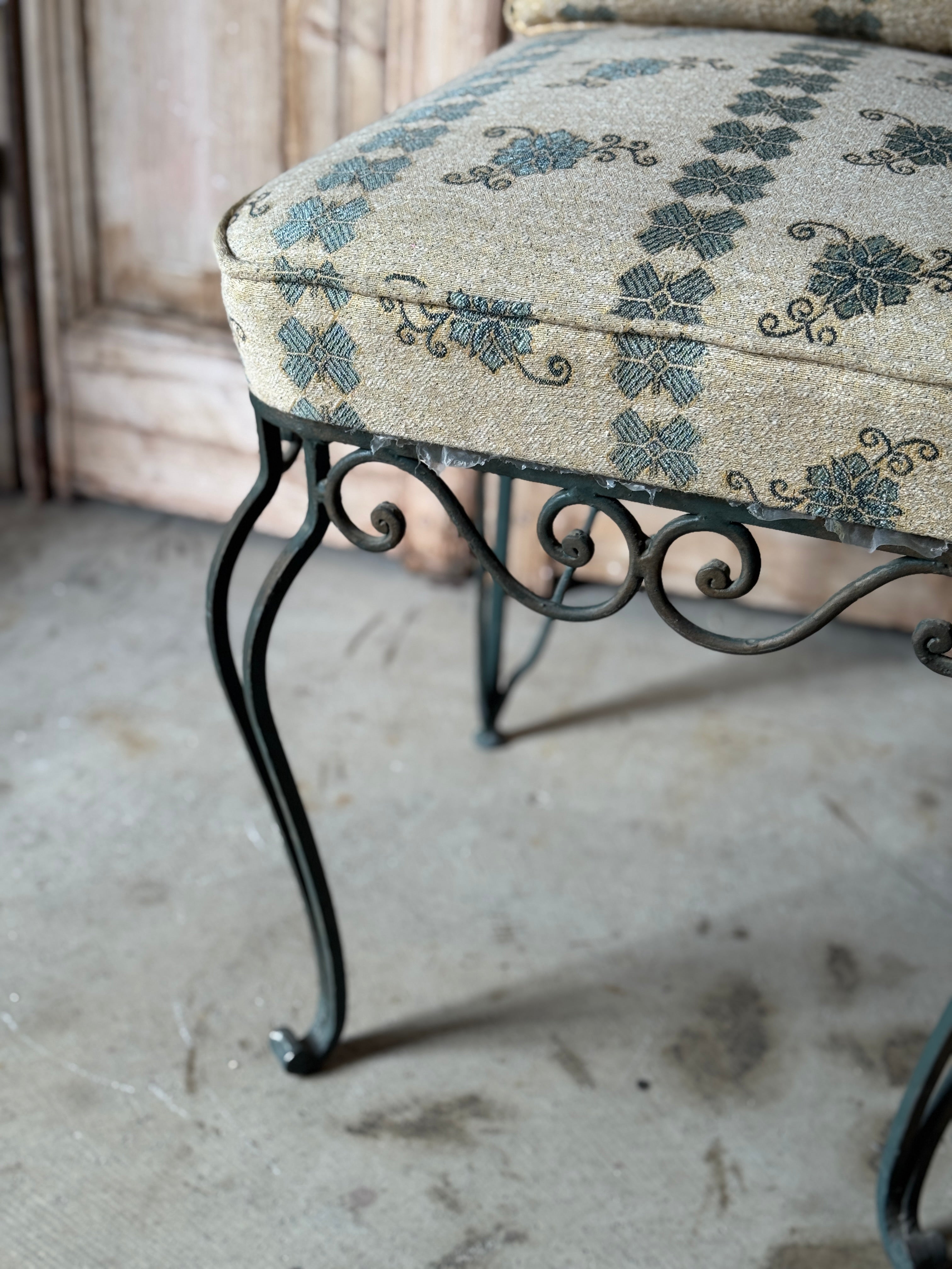 Pair of Vintage Wrought Iron Garden Chairs