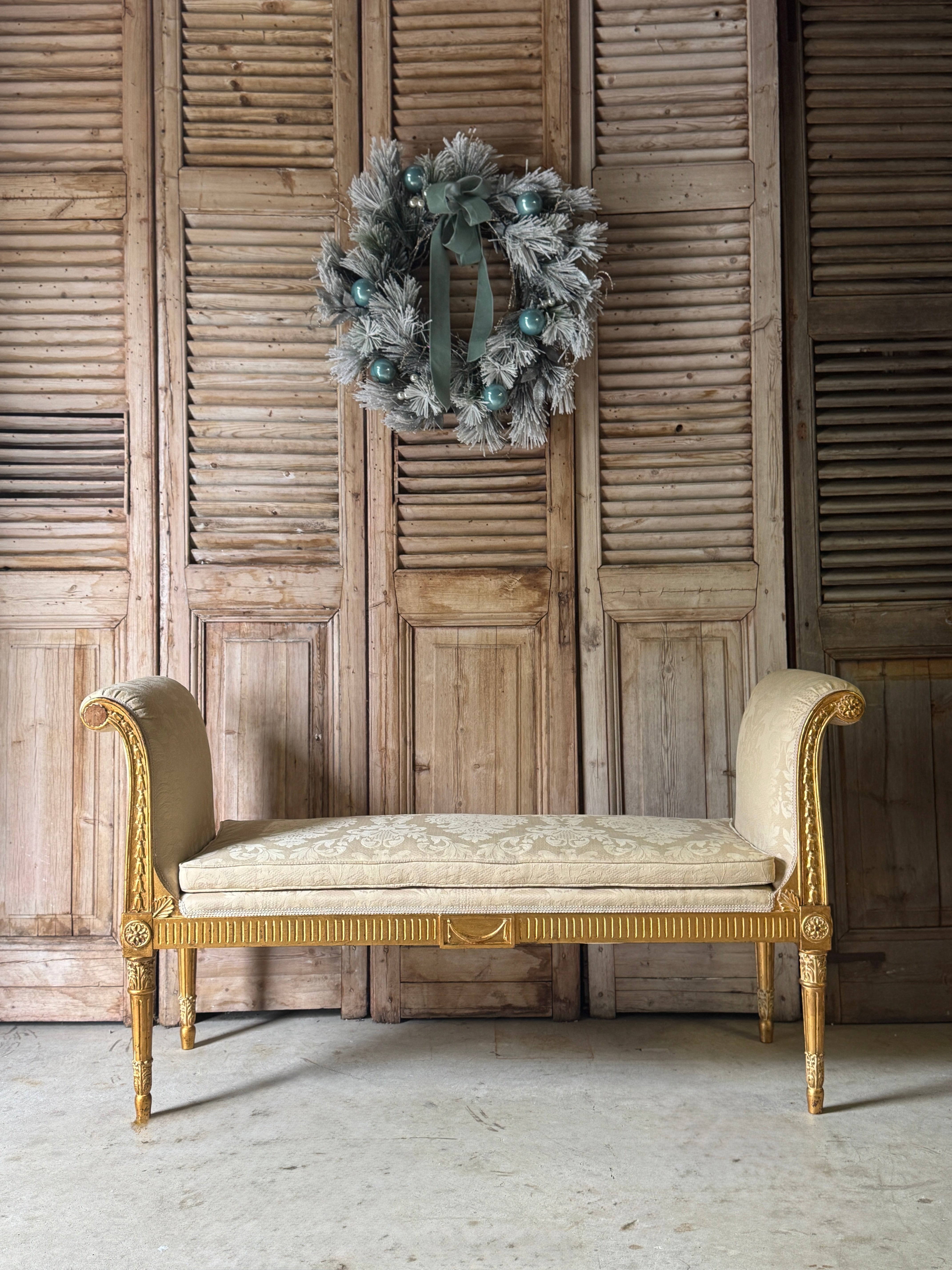 Vintage French Louis XVI Style Giltwood Window Seat / Bench