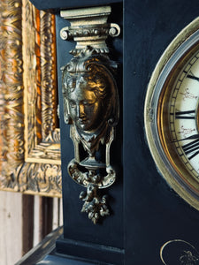 Late 19th Century Antique French Black Slate Mantel Clock