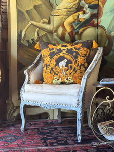 Vintage French Linen Tub Chair