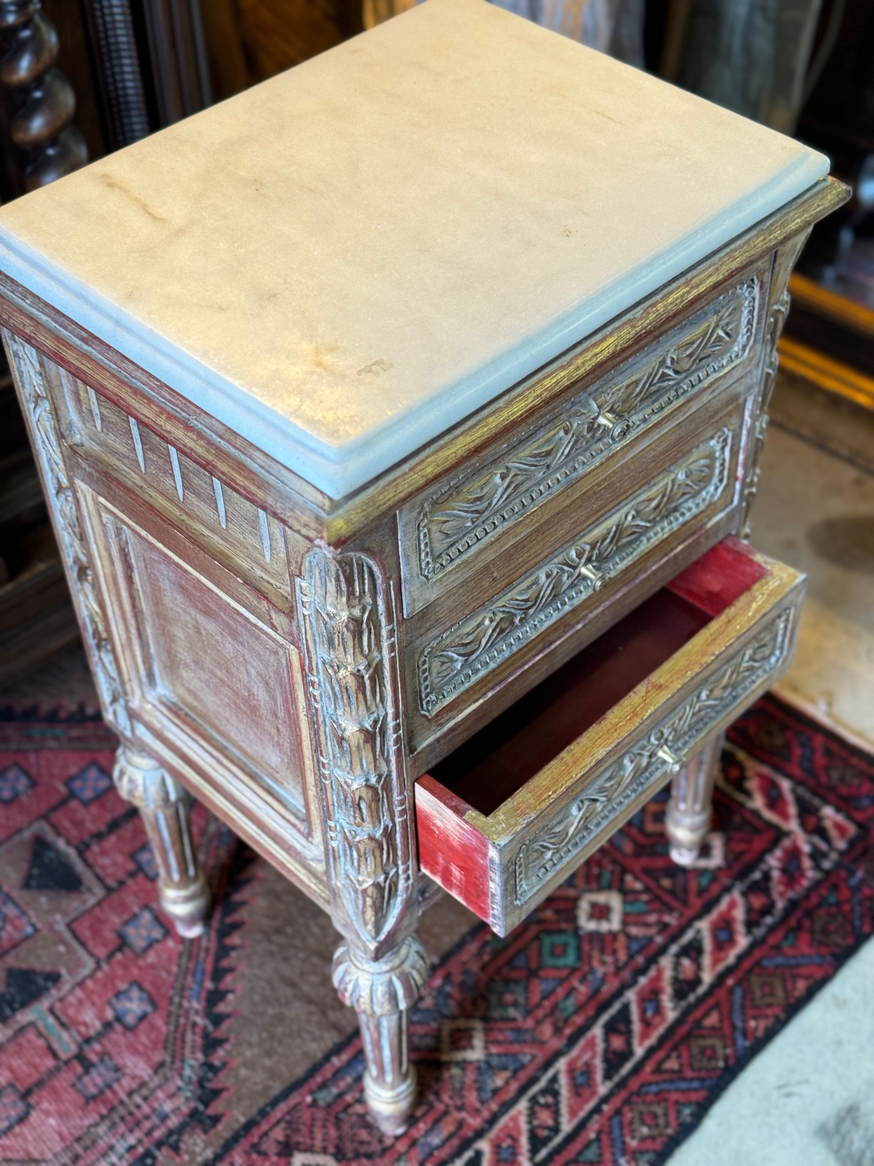 Louis XVI Style Marble Top Side Table